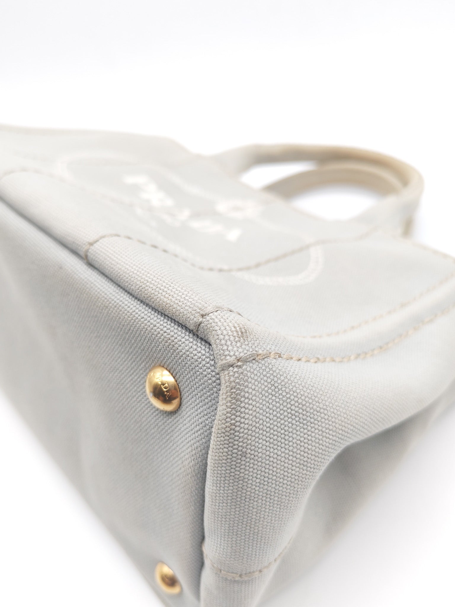 Canapa Canvas Small Tote Bag in Gray & Gold Hardware