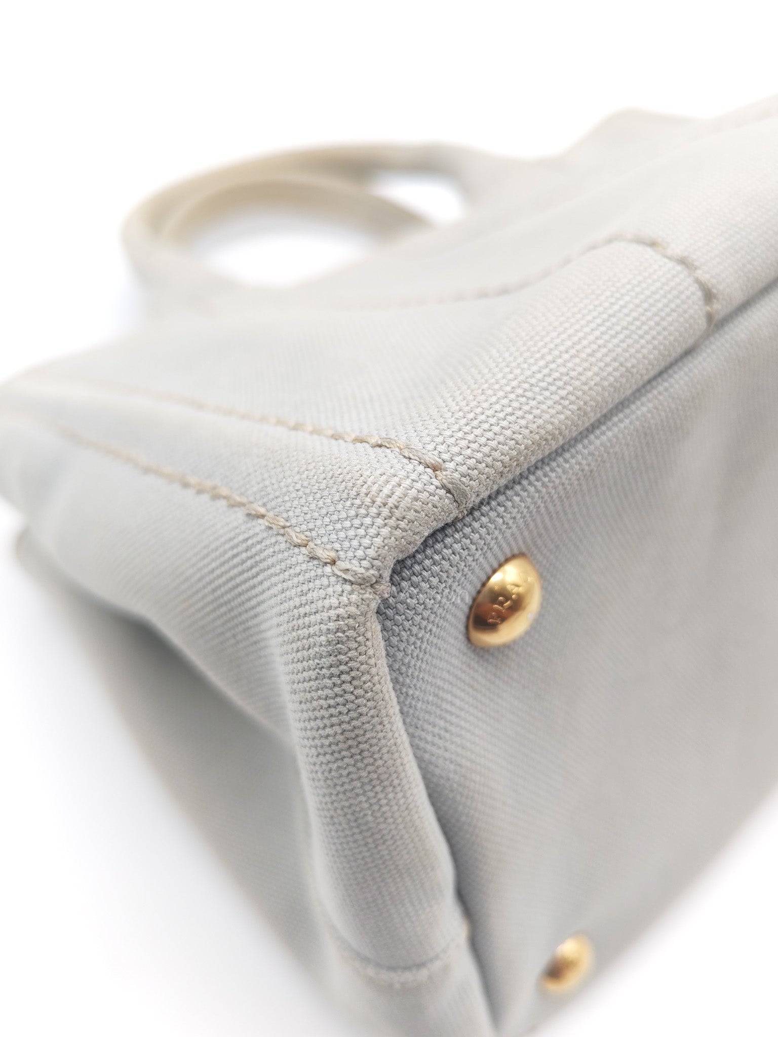 Canapa Canvas Small Tote Bag in Gray & Gold Hardware