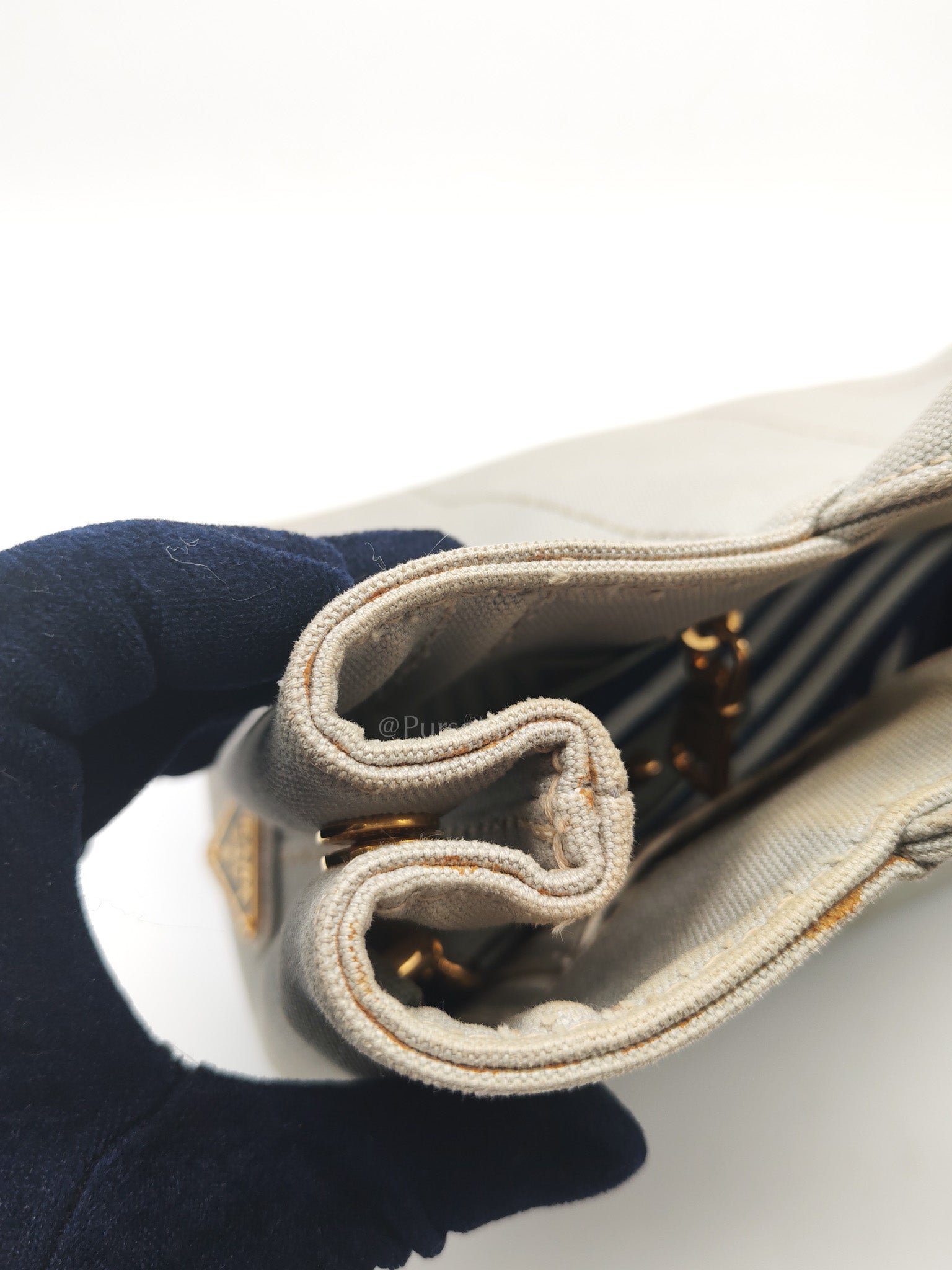 Canapa Canvas Small Tote Bag in Gray & Gold Hardware