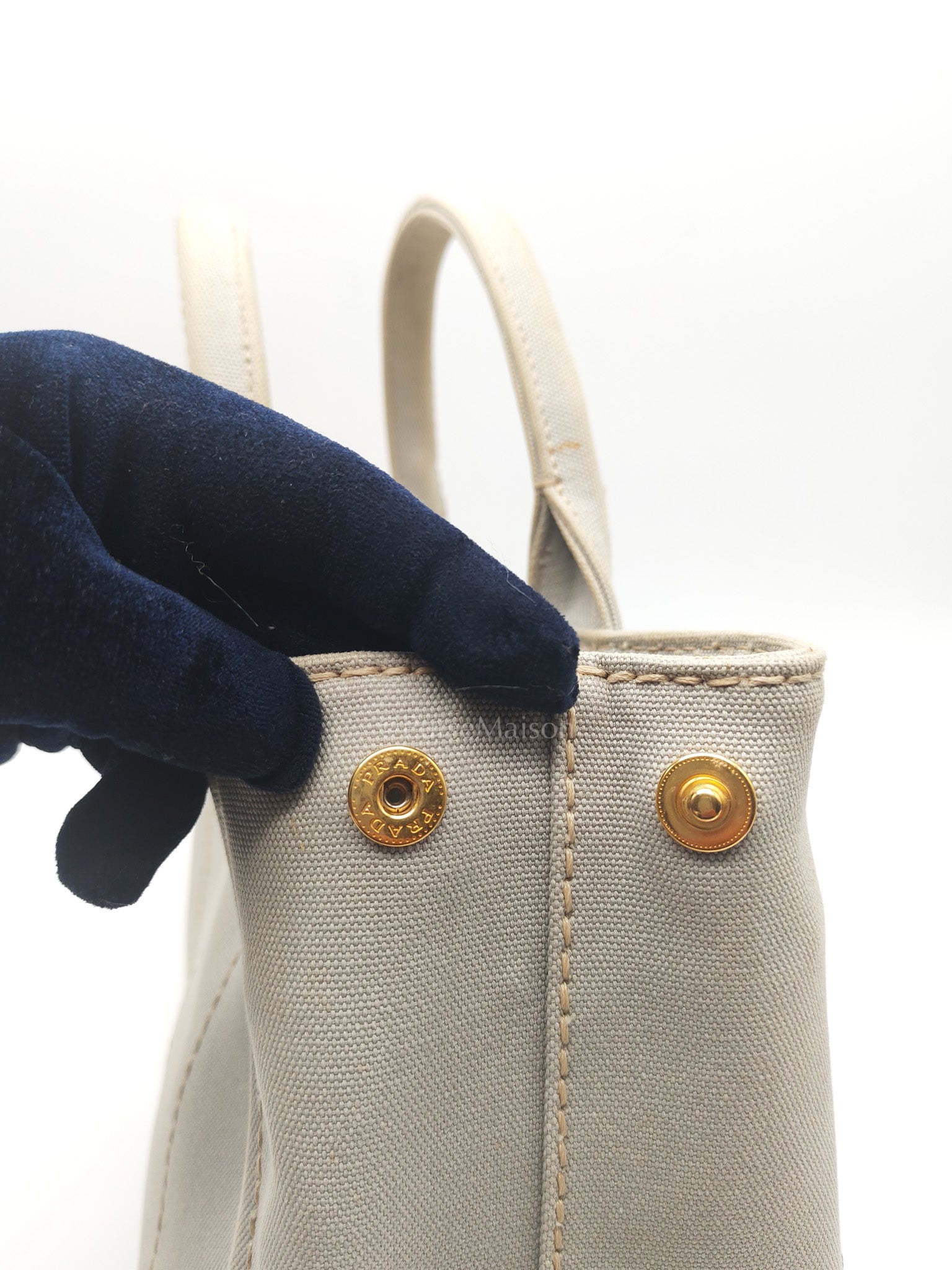 Canapa Canvas Small Tote Bag in Gray & Gold Hardware