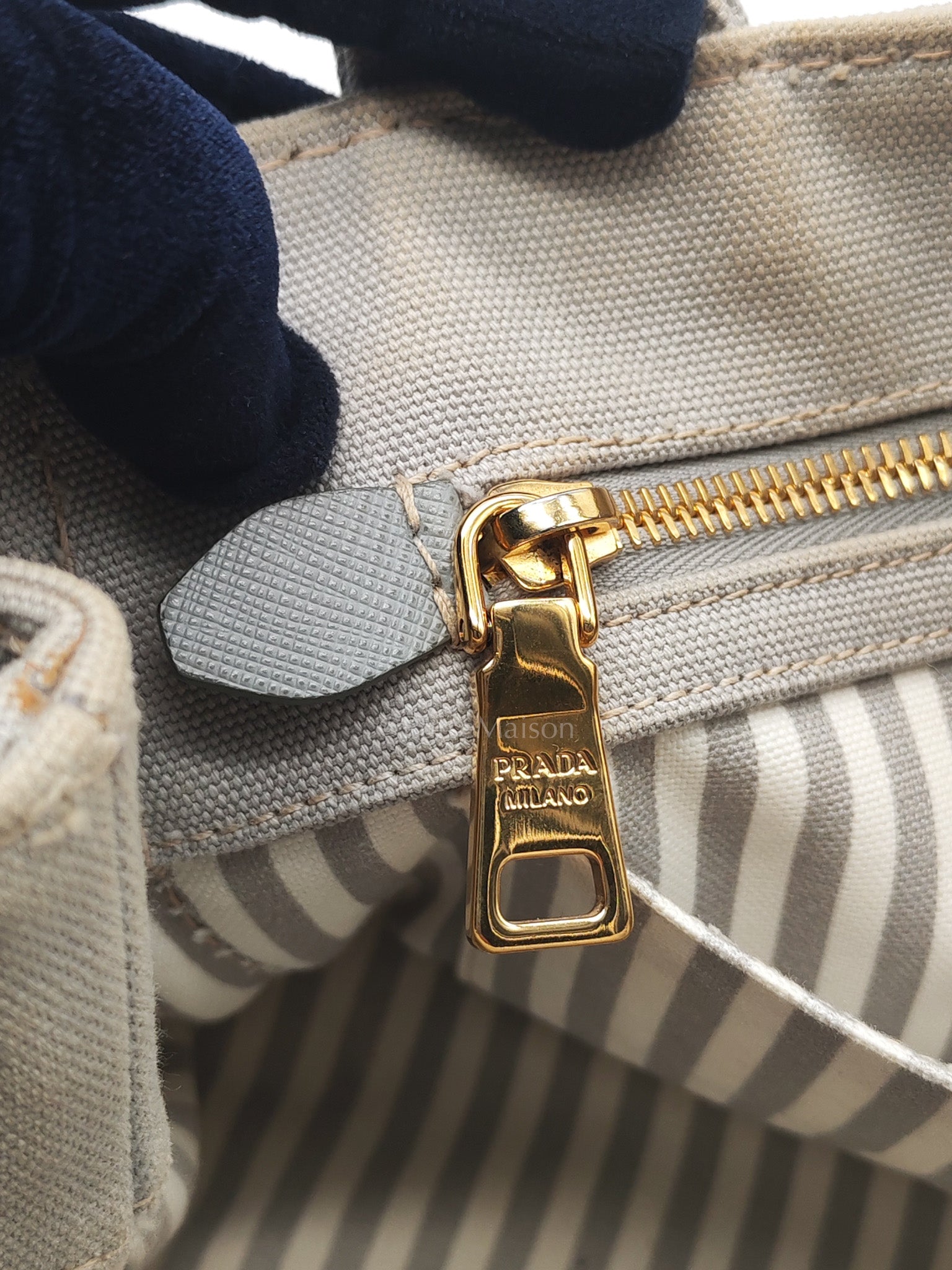 Canapa Canvas Small Tote Bag in Gray & Gold Hardware
