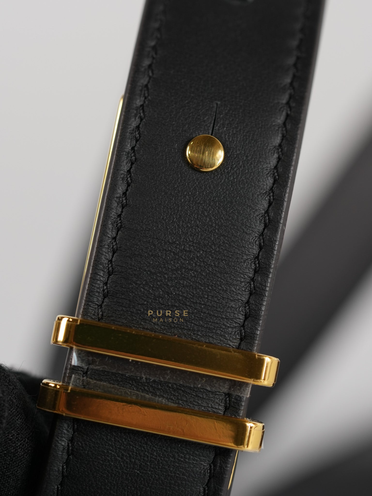 Elan Pocket 24 Belt Bag in Noir Swift Calfskin Leather & Gold Hardware Stamp W(2024) | Purse Maison Luxury Bags Shop