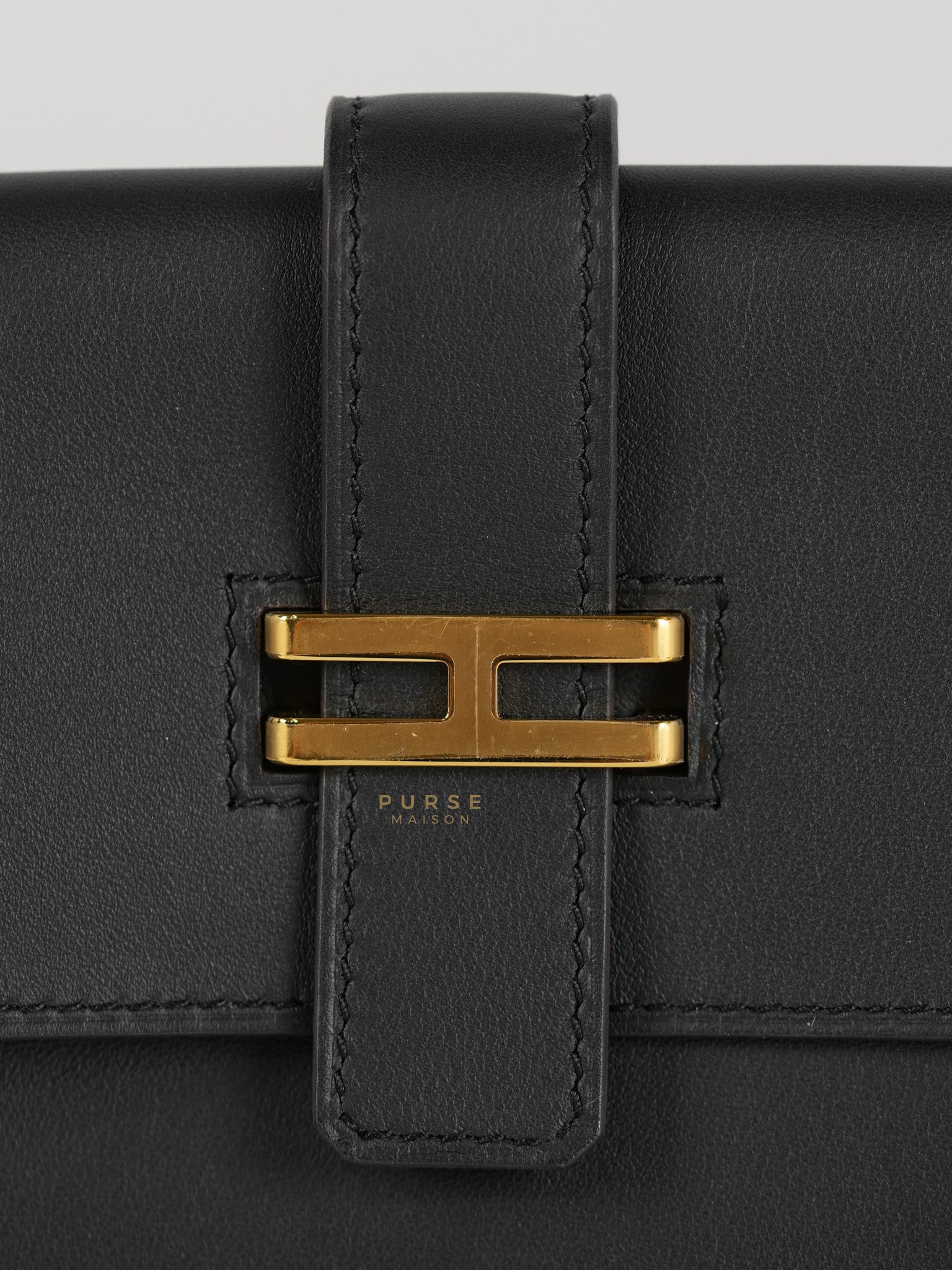 Elan Pocket 24 Belt Bag in Noir Swift Calfskin Leather & Gold Hardware Stamp W(2024) | Purse Maison Luxury Bags Shop