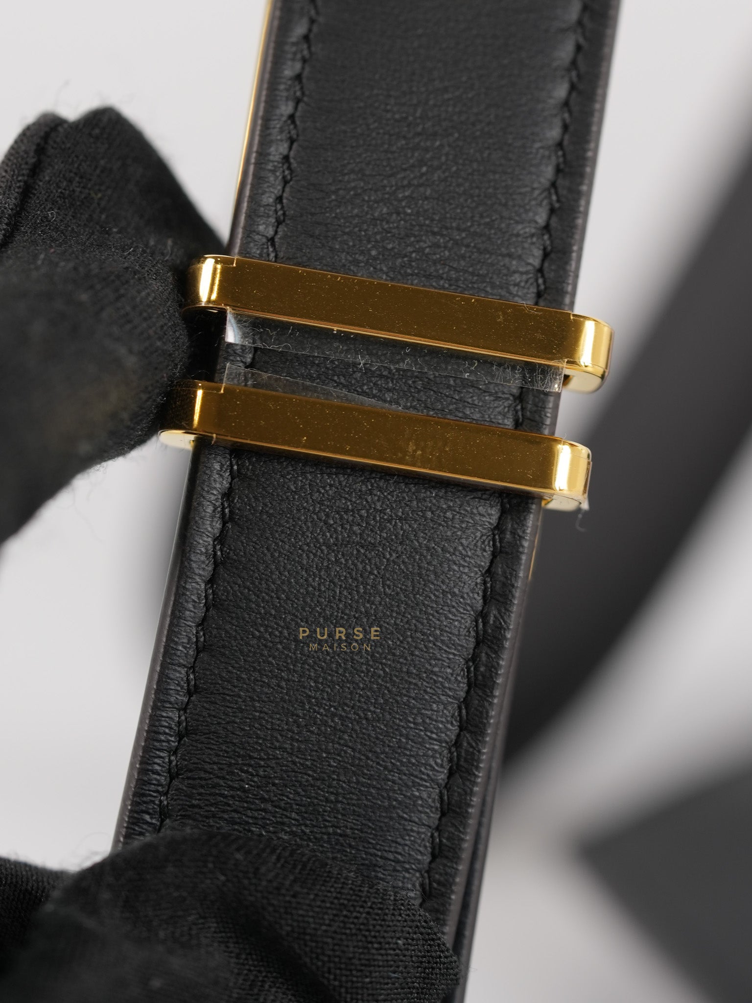 Elan Pocket 24 Belt Bag in Noir Swift Calfskin Leather & Gold Hardware Stamp W(2024) | Purse Maison Luxury Bags Shop