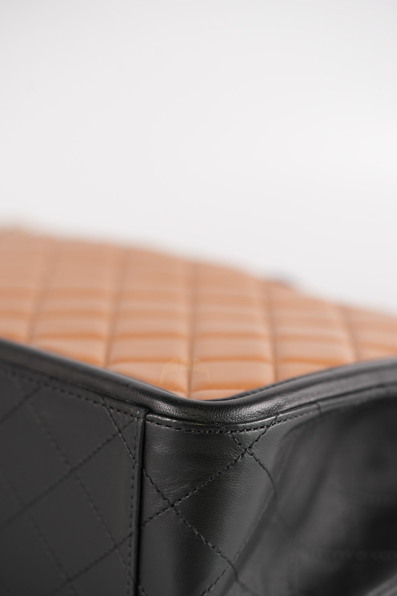 Elegant CC Tote Bag Medium in Beige Black Quilted Lambskin Leather Aged Gold Hardware(Series 23) | Purse Maison Luxury Bags Shop