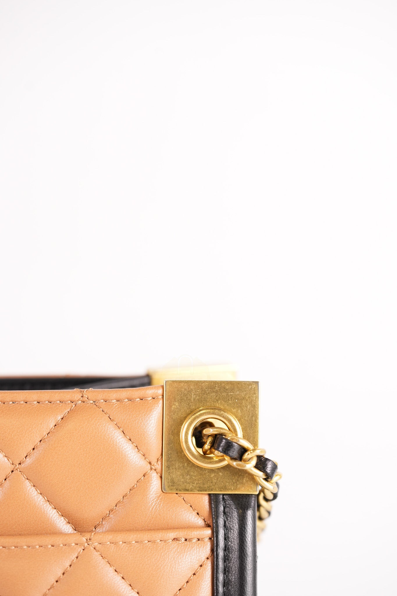 Elegant CC Tote Bag Medium in Beige Black Quilted Lambskin Leather Aged Gold Hardware(Series 23) | Purse Maison Luxury Bags Shop