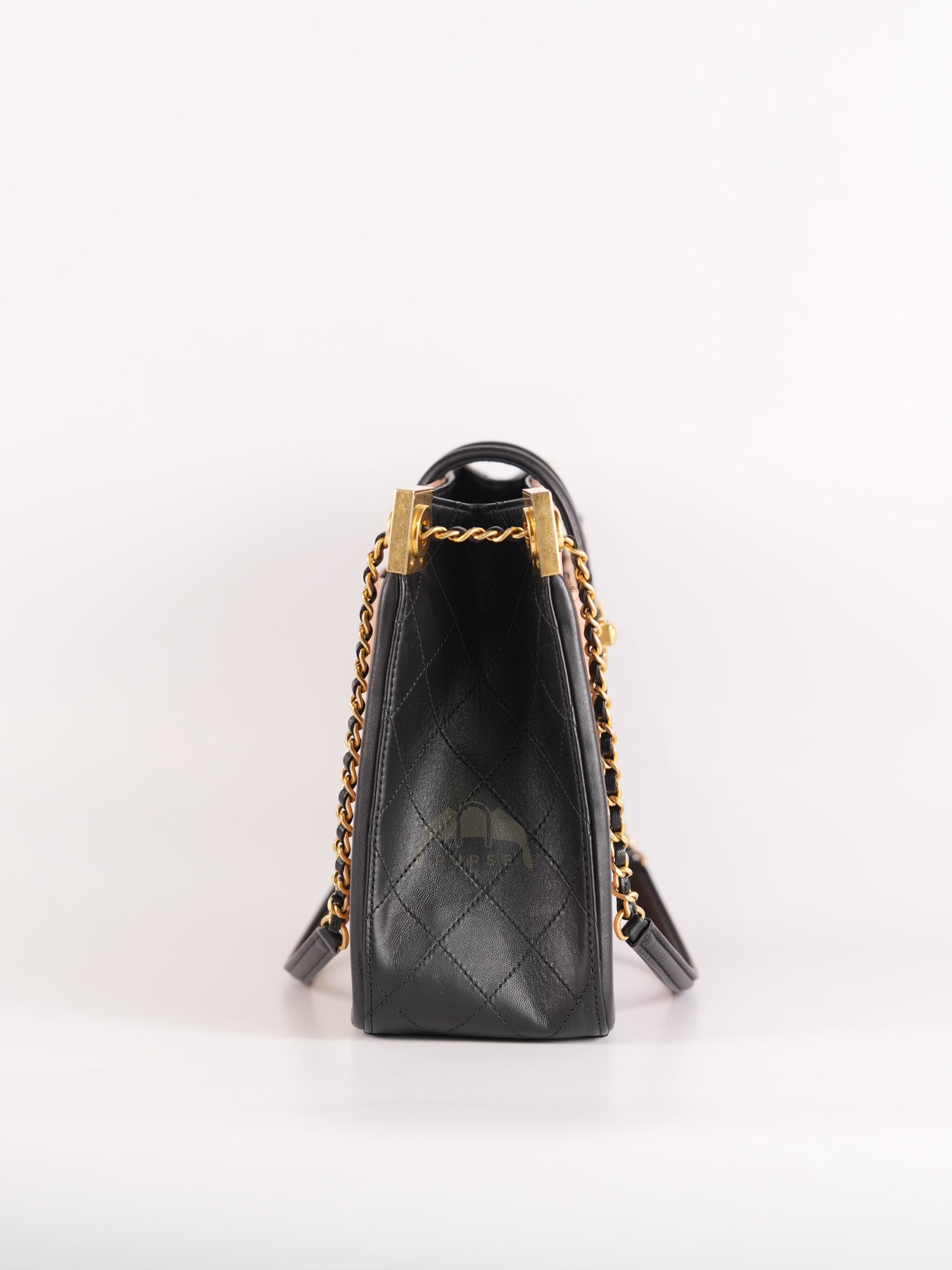 Elegant CC Tote Bag Medium in Beige Black Quilted Lambskin Leather Aged Gold Hardware(Series 23) | Purse Maison Luxury Bags Shop