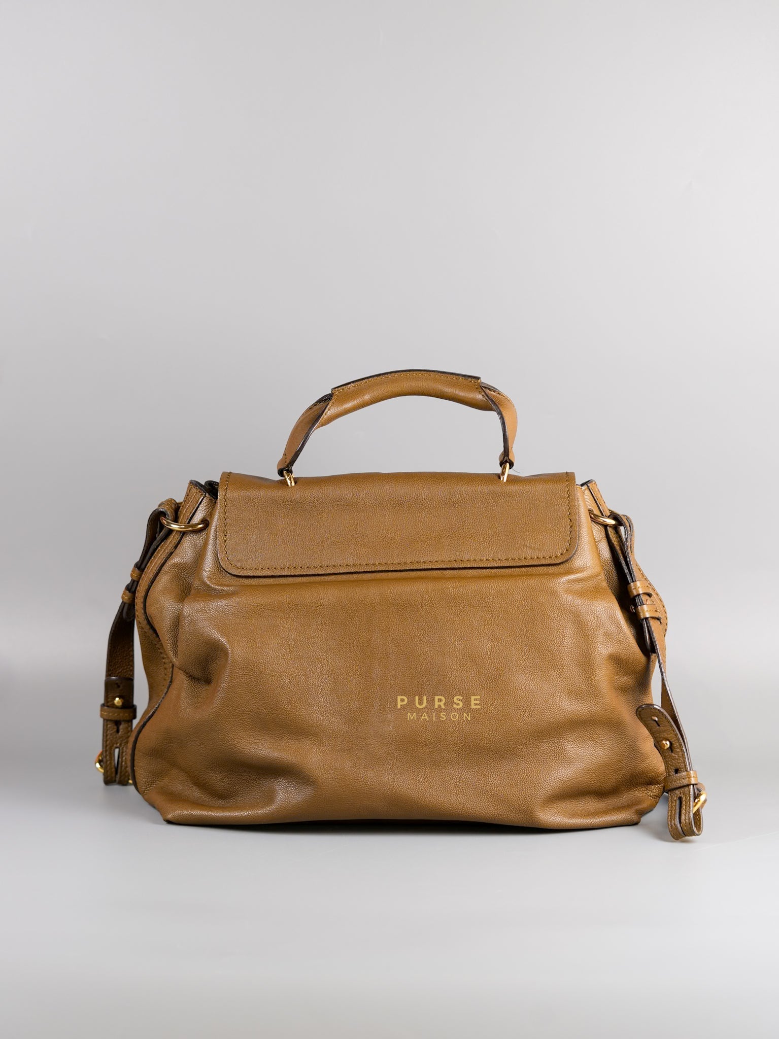 Elsie Satchel in Brown Calf Leather | Purse Maison Luxury Bags Shop