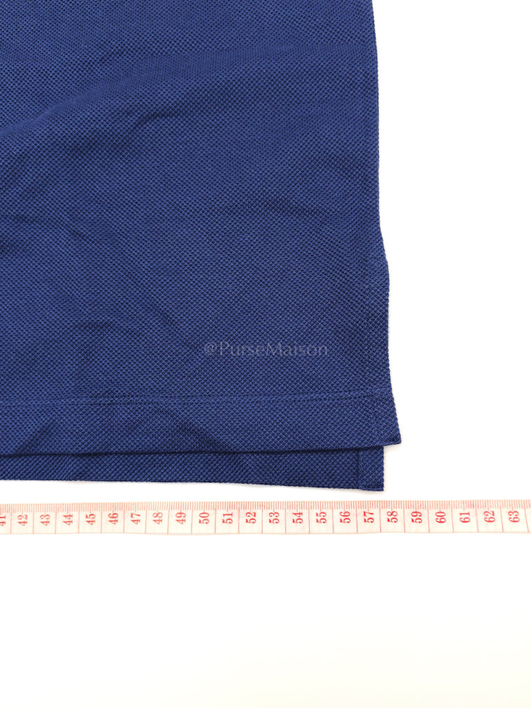 Embroidered Logo in Blue Pique Woven Polo Shirts Size Large | Purse Maison Luxury Bags Shop