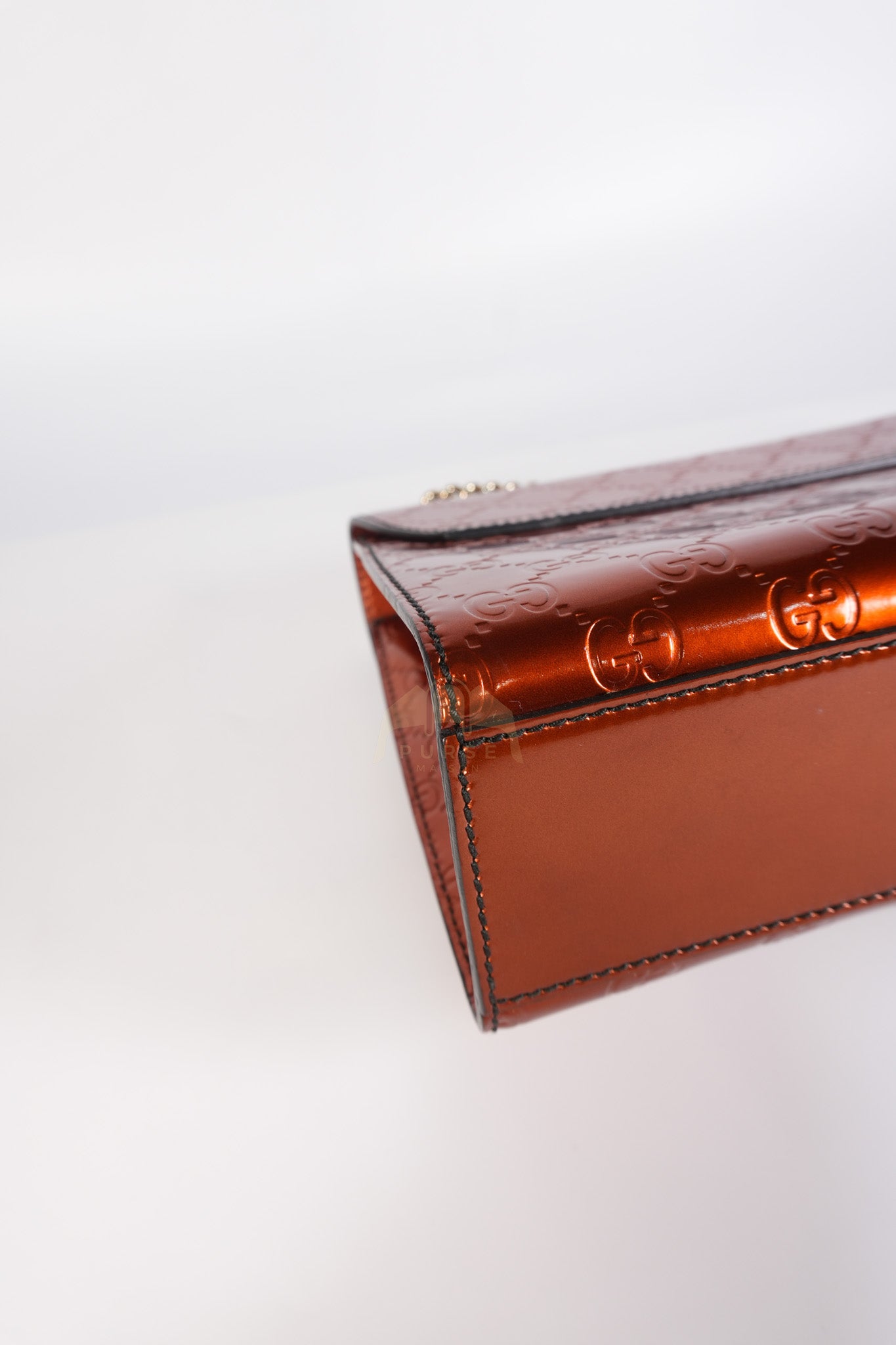 Emily Medium Metallic Guccissima Patent Orange Leather Chain Shoulder Bag | Purse Maison Luxury Bags Shop