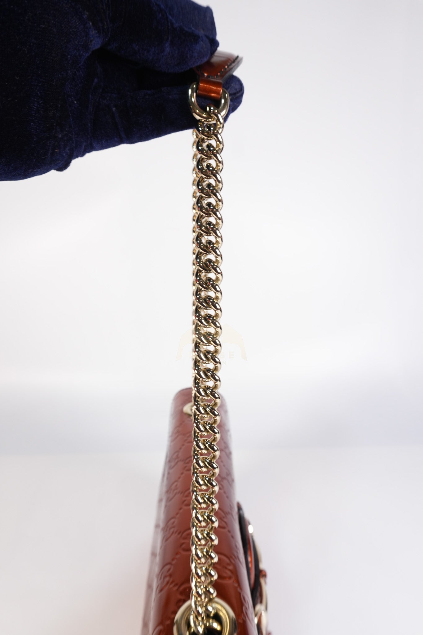 Emily Medium Metallic Guccissima Patent Orange Leather Chain Shoulder Bag | Purse Maison Luxury Bags Shop