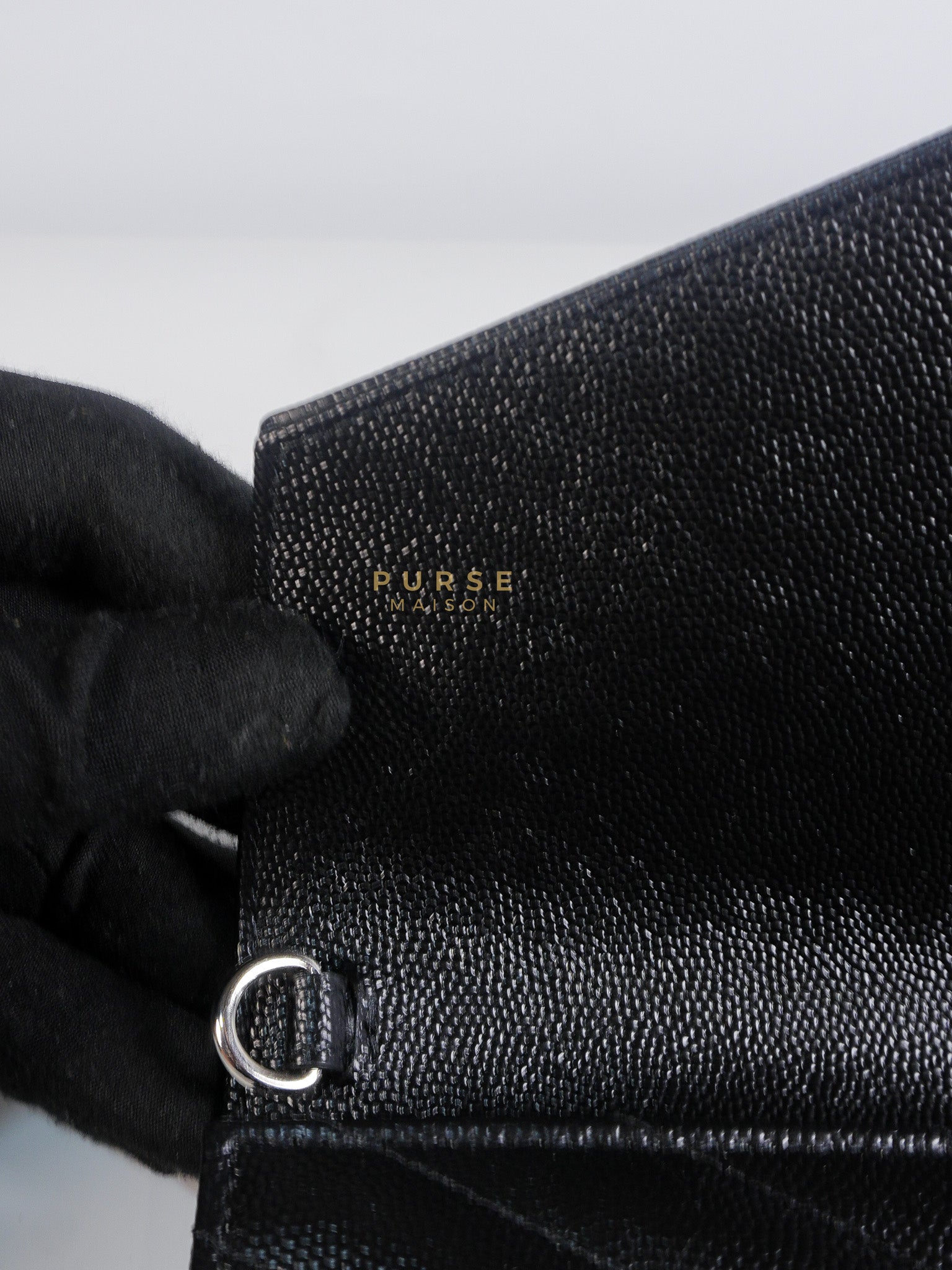 Envelope Clutch Bag in Black Chevron Matelasse Grain De Poudre Leather & Silver Hardware | Purse Maison Luxury Bags Shop