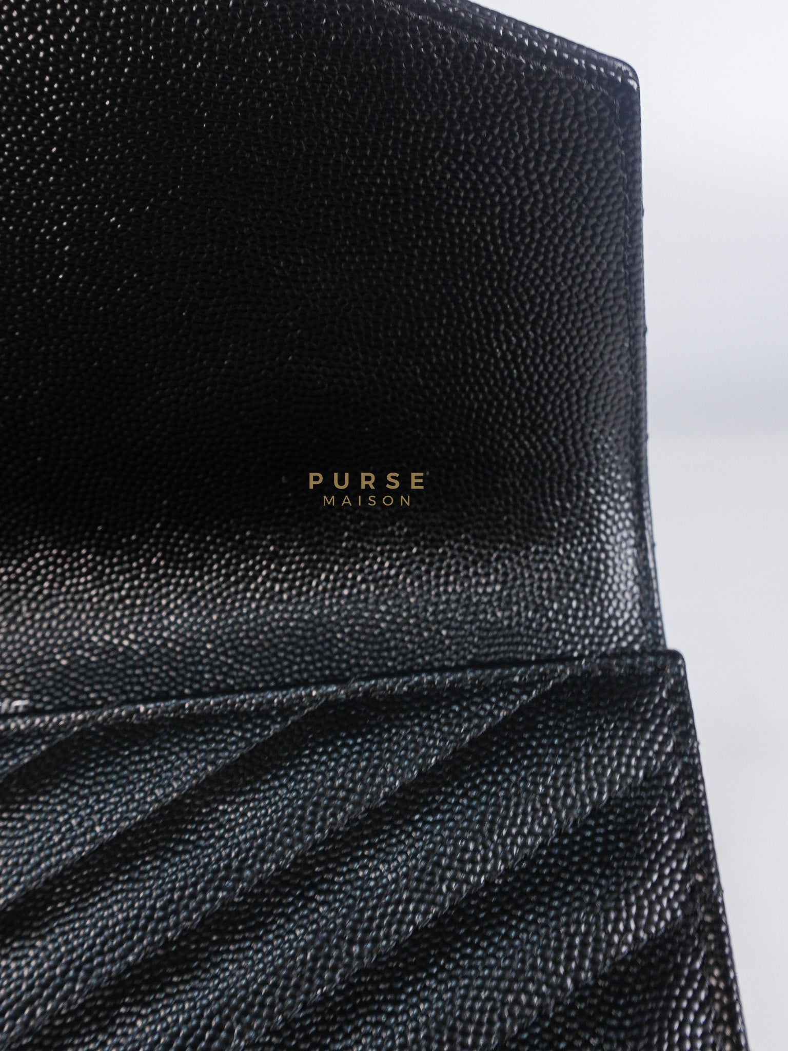 Envelope Clutch Bag in Black Chevron Matelasse Grain De Poudre Leather & Silver Hardware | Purse Maison Luxury Bags Shop