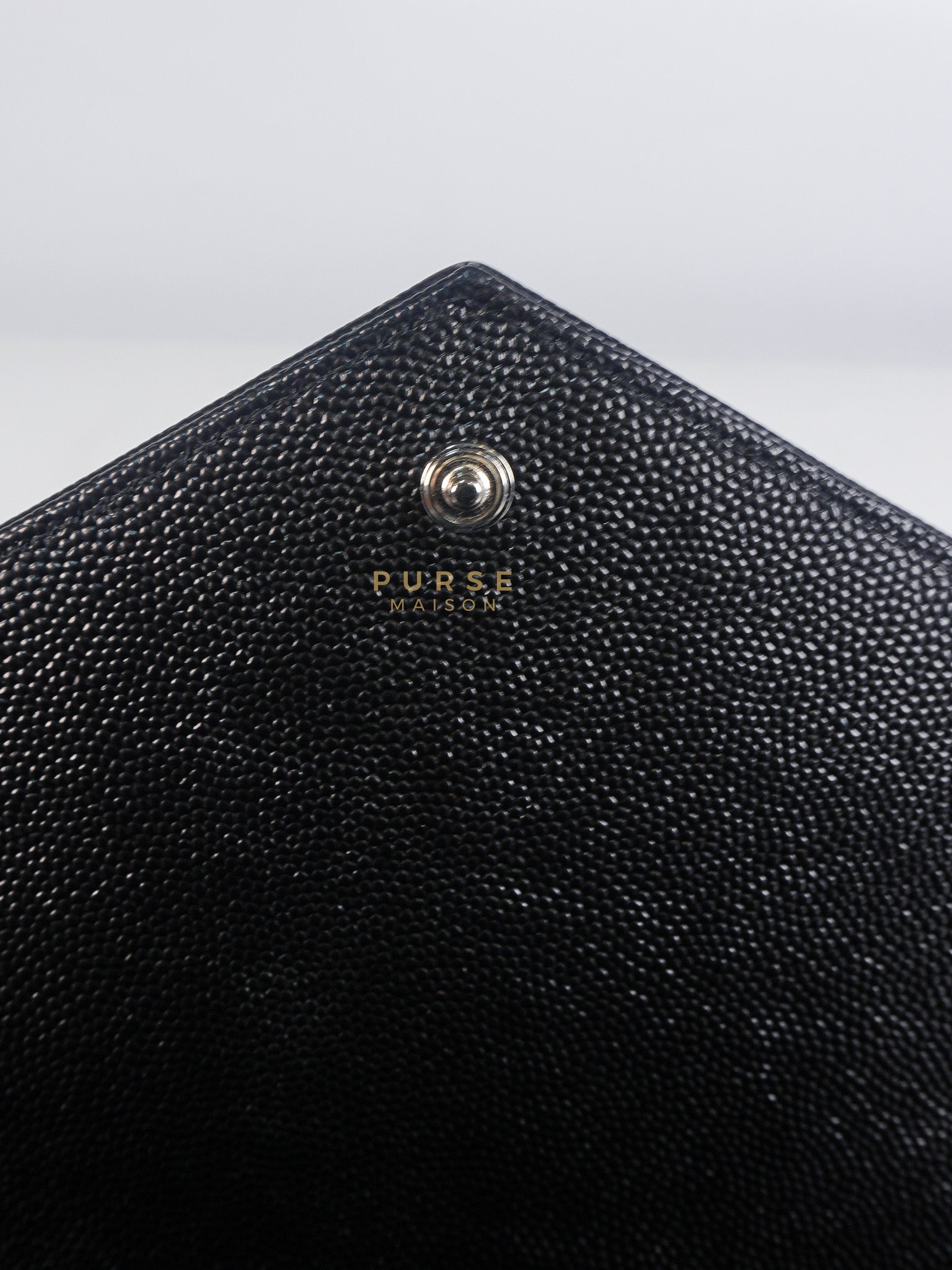 Envelope Clutch Bag in Black Chevron Matelasse Grain De Poudre Leather & Silver Hardware | Purse Maison Luxury Bags Shop