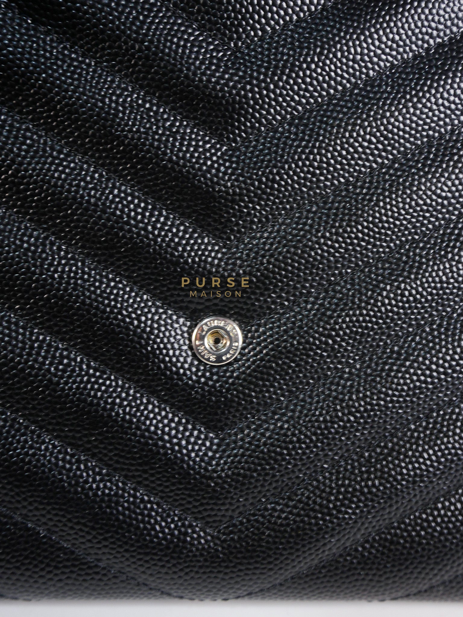 Envelope Clutch Bag in Black Chevron Matelasse Grain De Poudre Leather & Silver Hardware | Purse Maison Luxury Bags Shop