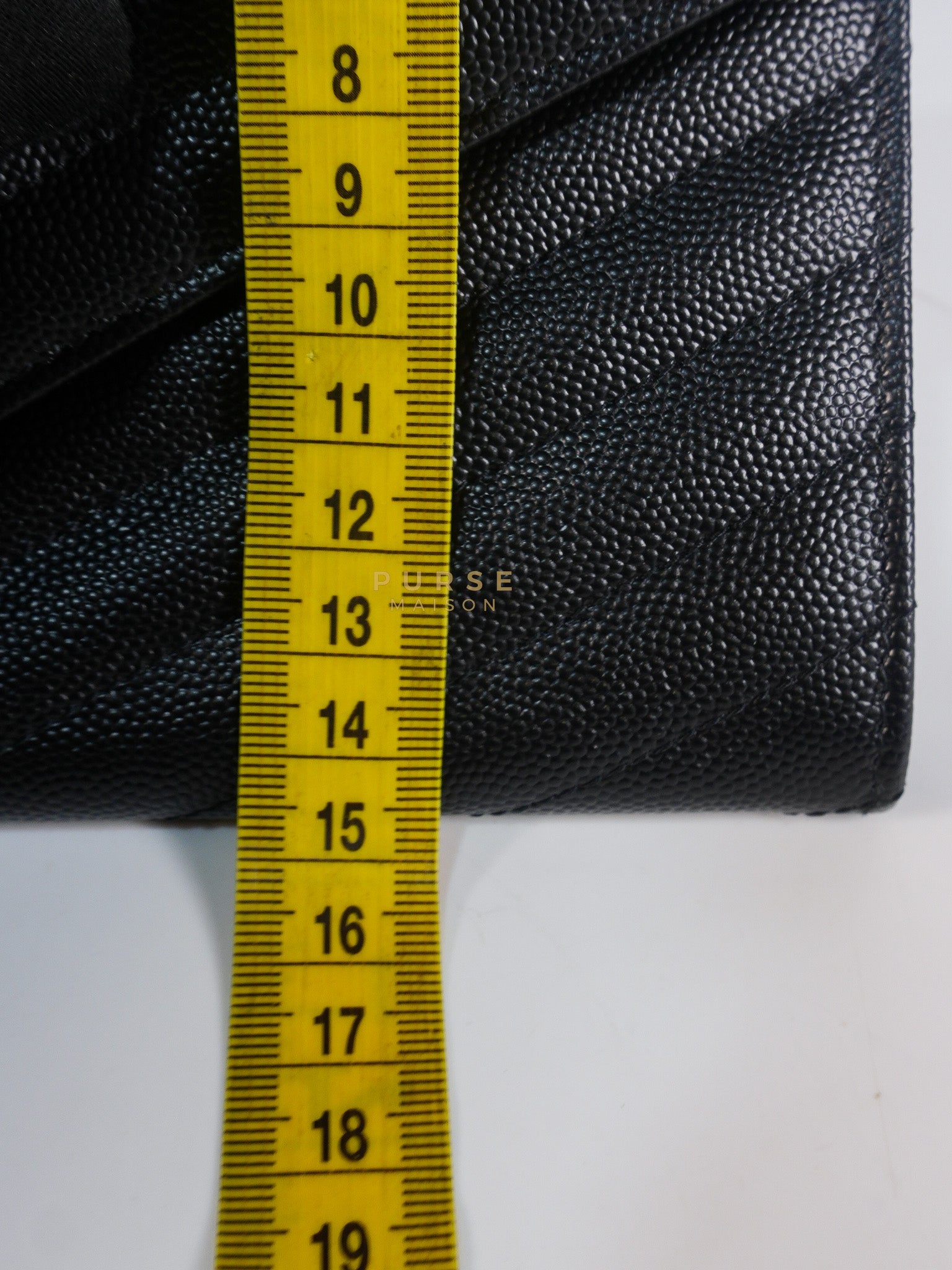 Envelope Clutch Bag in Black Chevron Matelasse Grain De Poudre Leather & Silver Hardware | Purse Maison Luxury Bags Shop