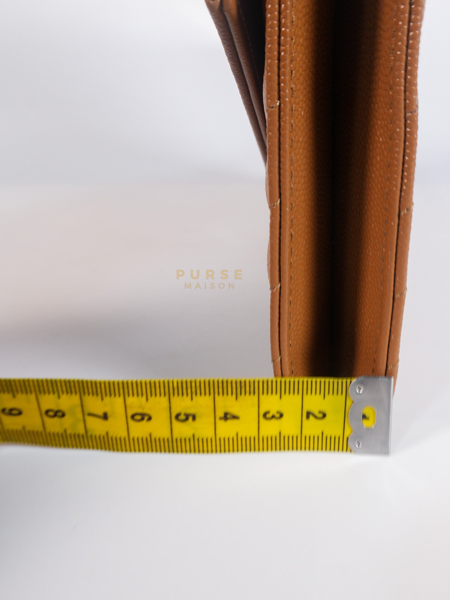Envelope Clutch in Dark Caramel Cassandre Matellase Leather & Gold Hardware | Purse Maison Luxury Bags Shop