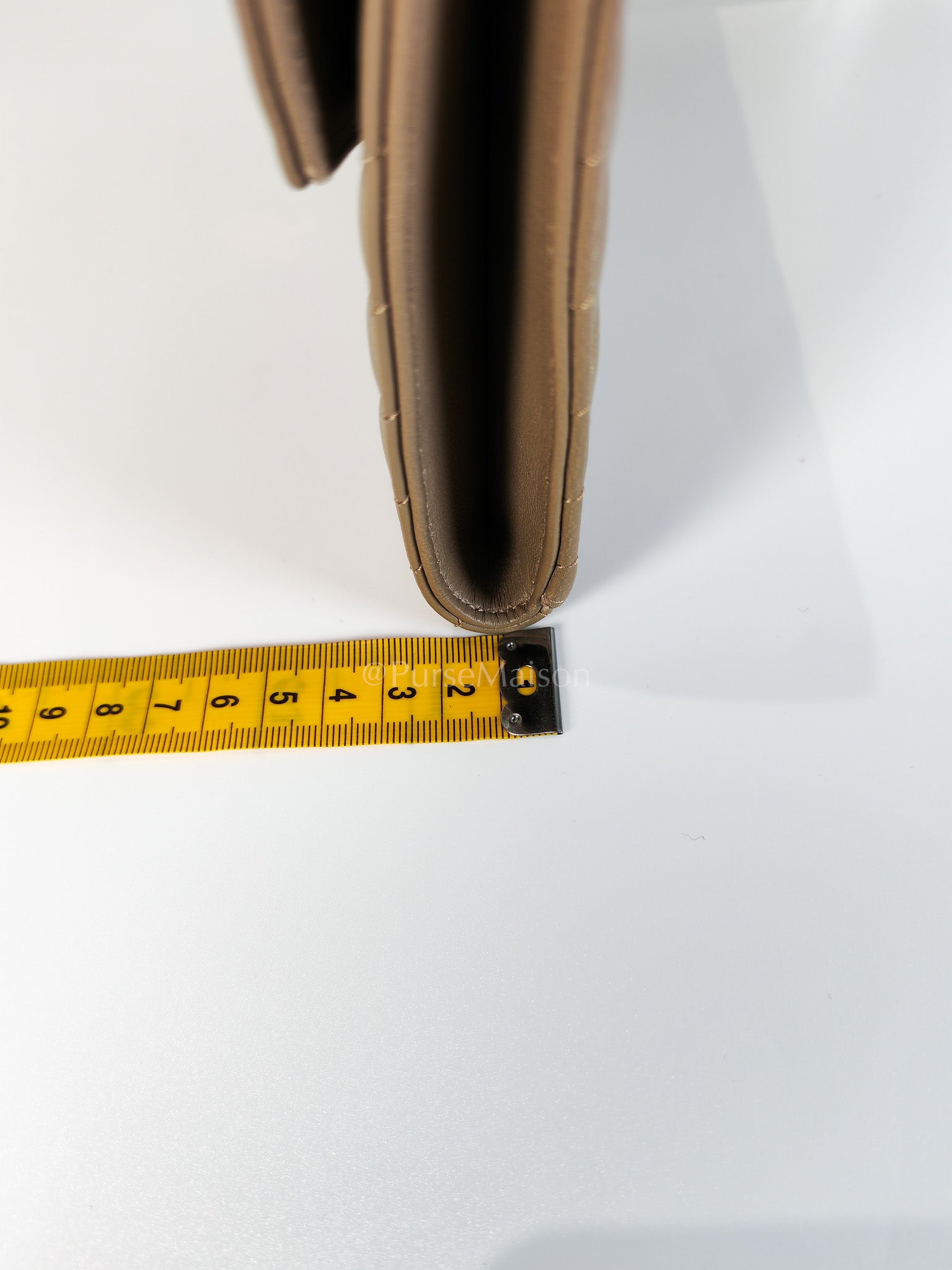 Envelope Clutch in Taupe Cassandre Matellase Calfskin Leather & Gold Hardware | Purse Maison Luxury Bags Shop