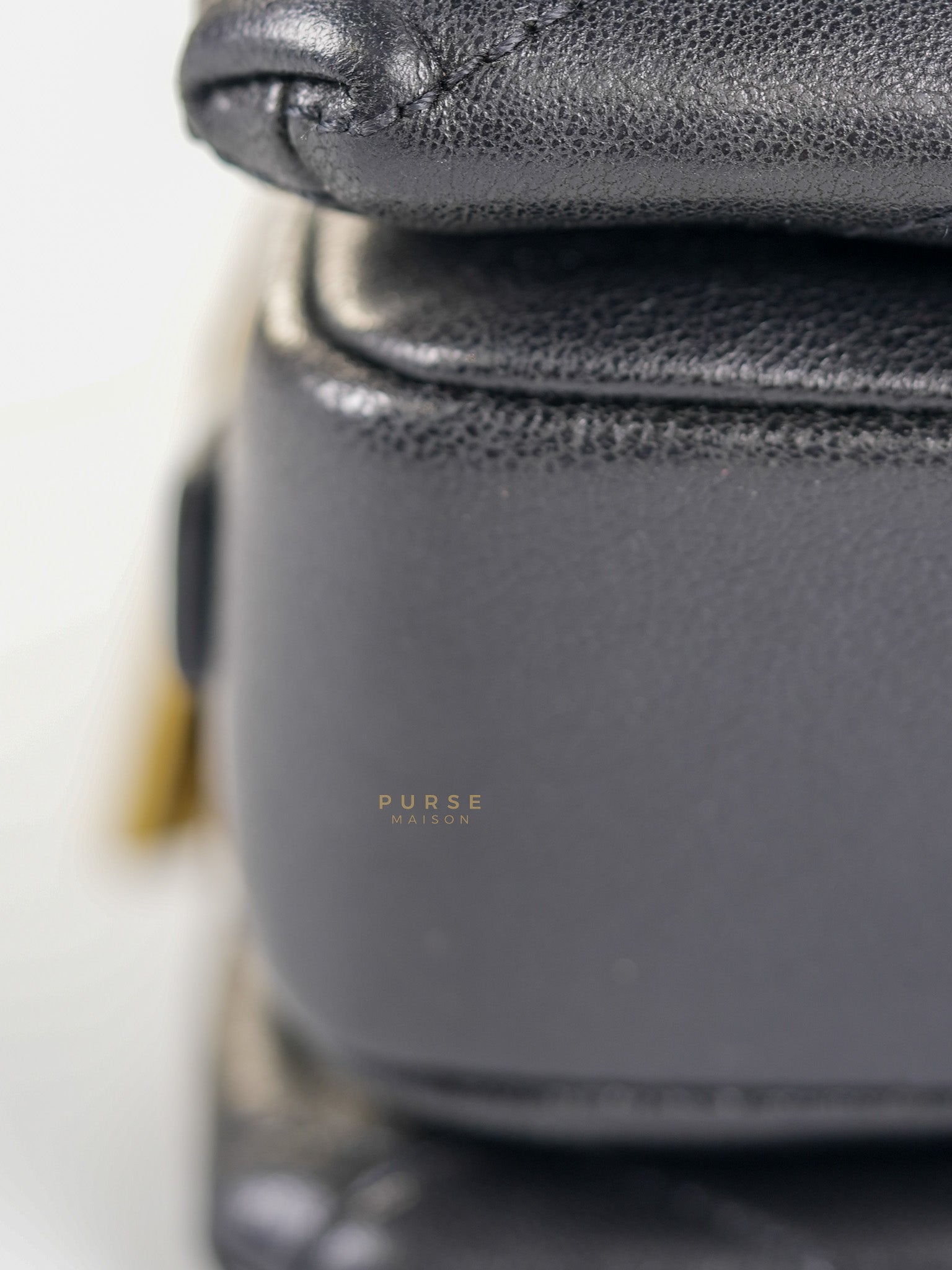 Envelope Flap Bag Small in Black Chevron Lambskin Leather Aged Gold Hardware(Series 25) | Purse Maison Luxury Bags Shop