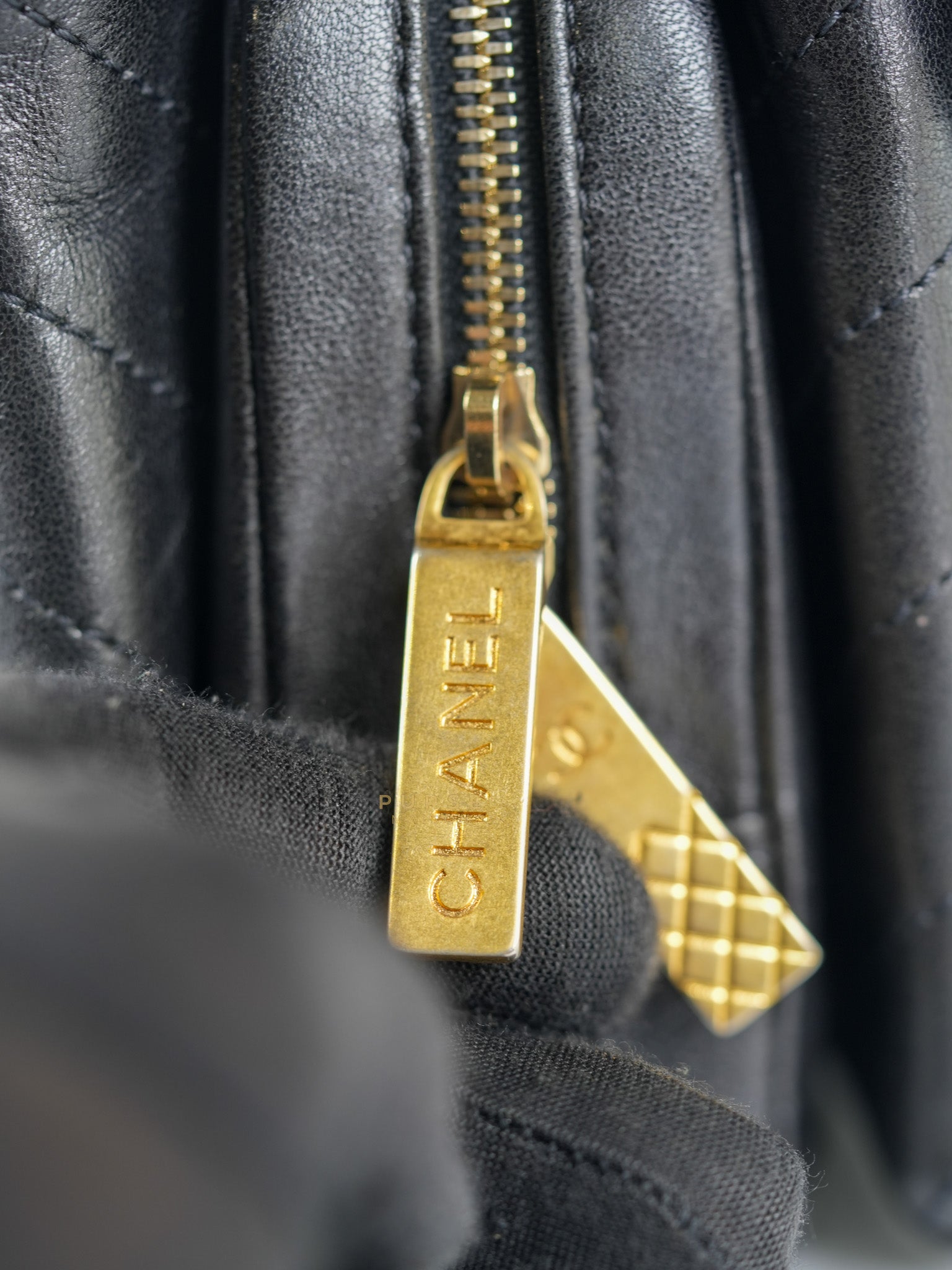 Envelope Flap Bag Small in Black Chevron Lambskin Leather Aged Gold Hardware(Series 25) | Purse Maison Luxury Bags Shop