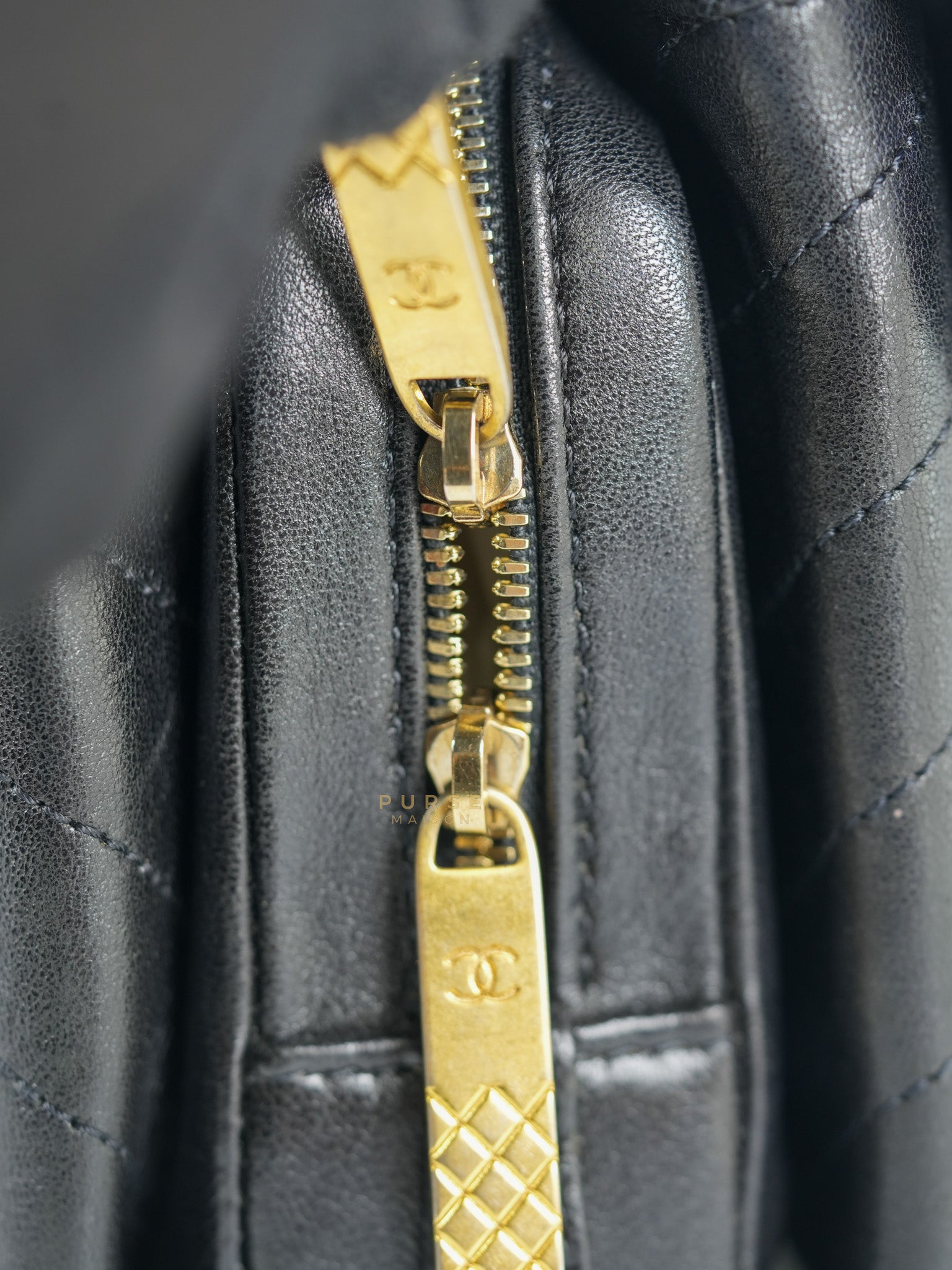 Envelope Flap Bag Small in Black Chevron Lambskin Leather Aged Gold Hardware(Series 25) | Purse Maison Luxury Bags Shop