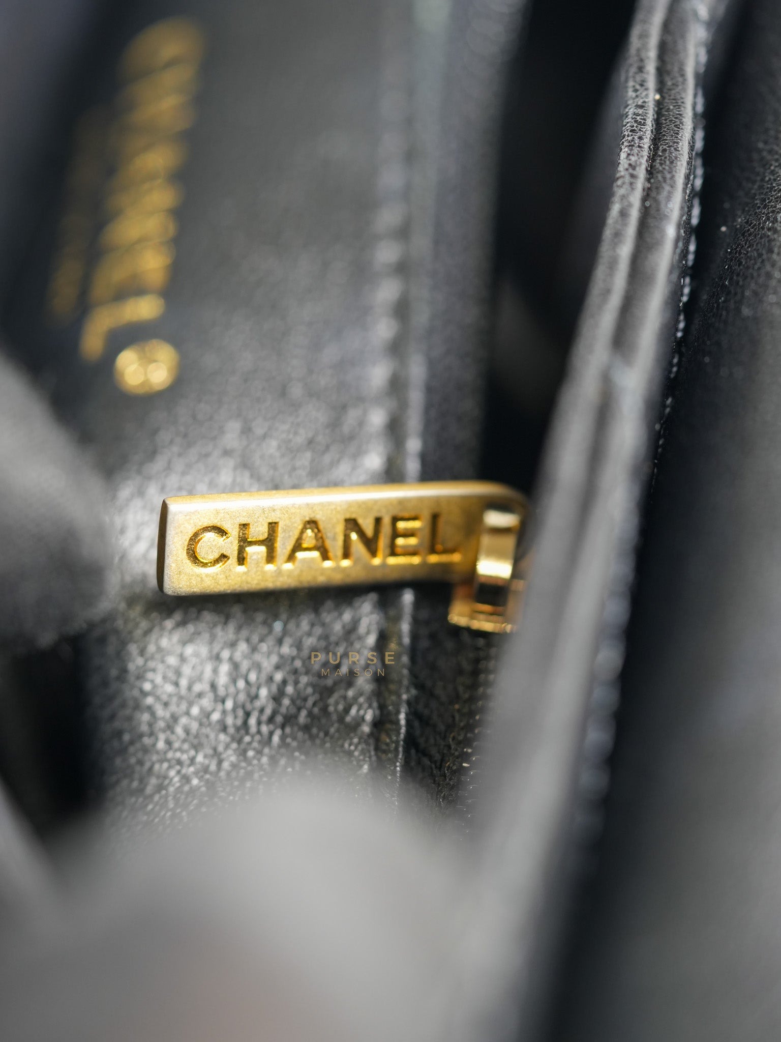 Envelope Flap Bag Small in Black Chevron Lambskin Leather Aged Gold Hardware(Series 25) | Purse Maison Luxury Bags Shop