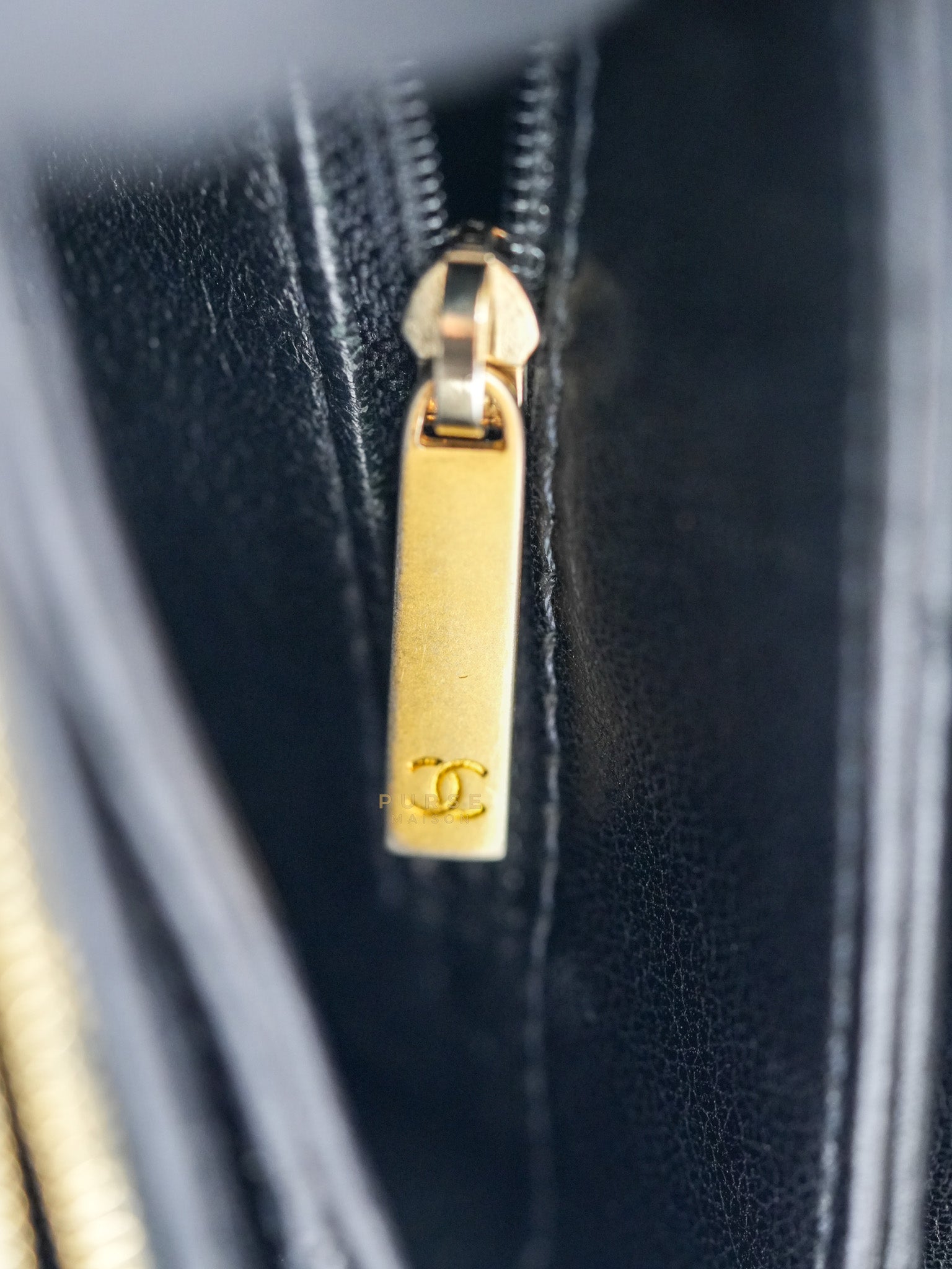 Envelope Flap Bag Small in Black Chevron Lambskin Leather Aged Gold Hardware(Series 25) | Purse Maison Luxury Bags Shop
