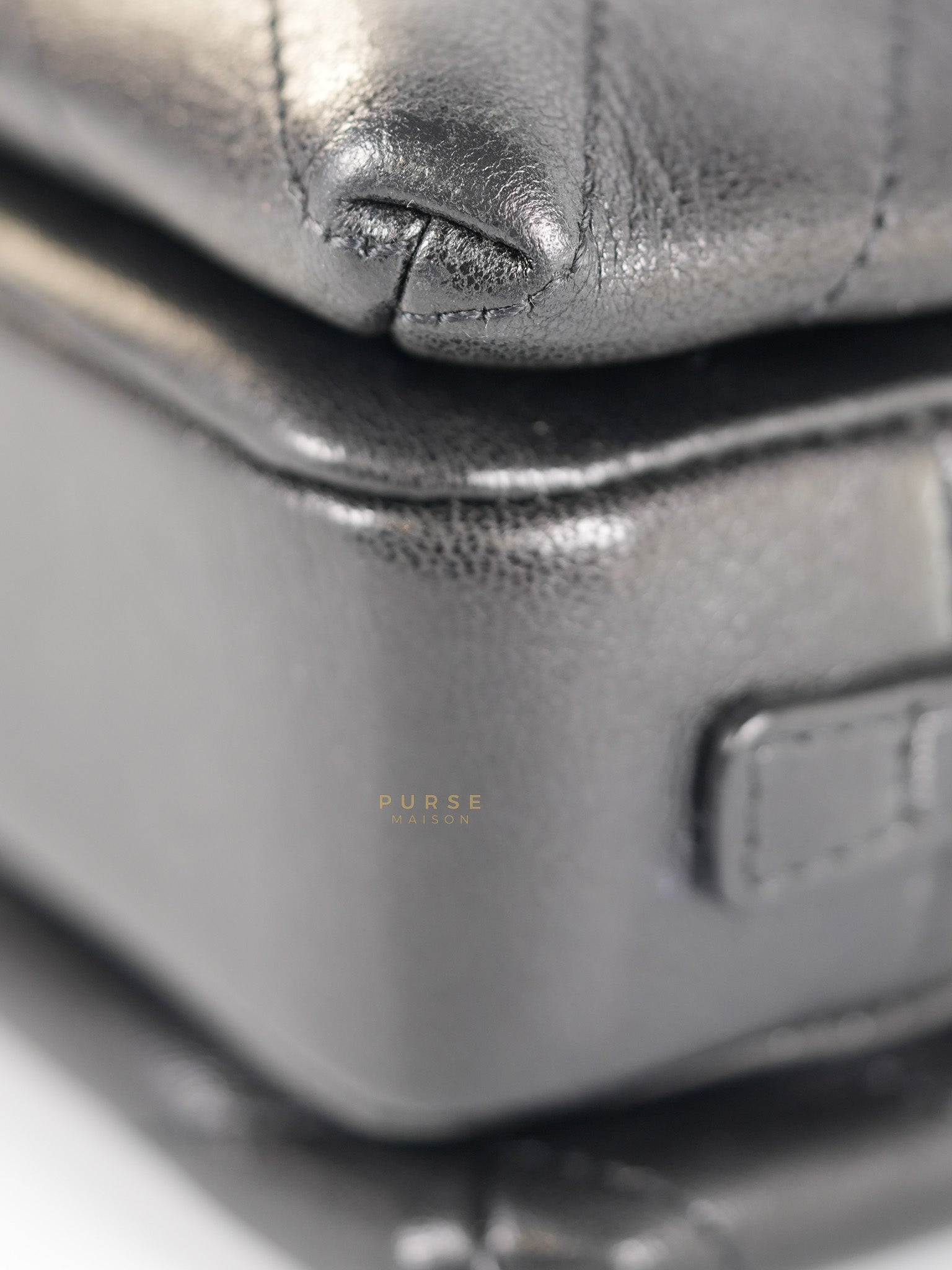 Envelope Flap Bag Small in Black Chevron Lambskin Leather Aged Gold Hardware(Series 25) | Purse Maison Luxury Bags Shop
