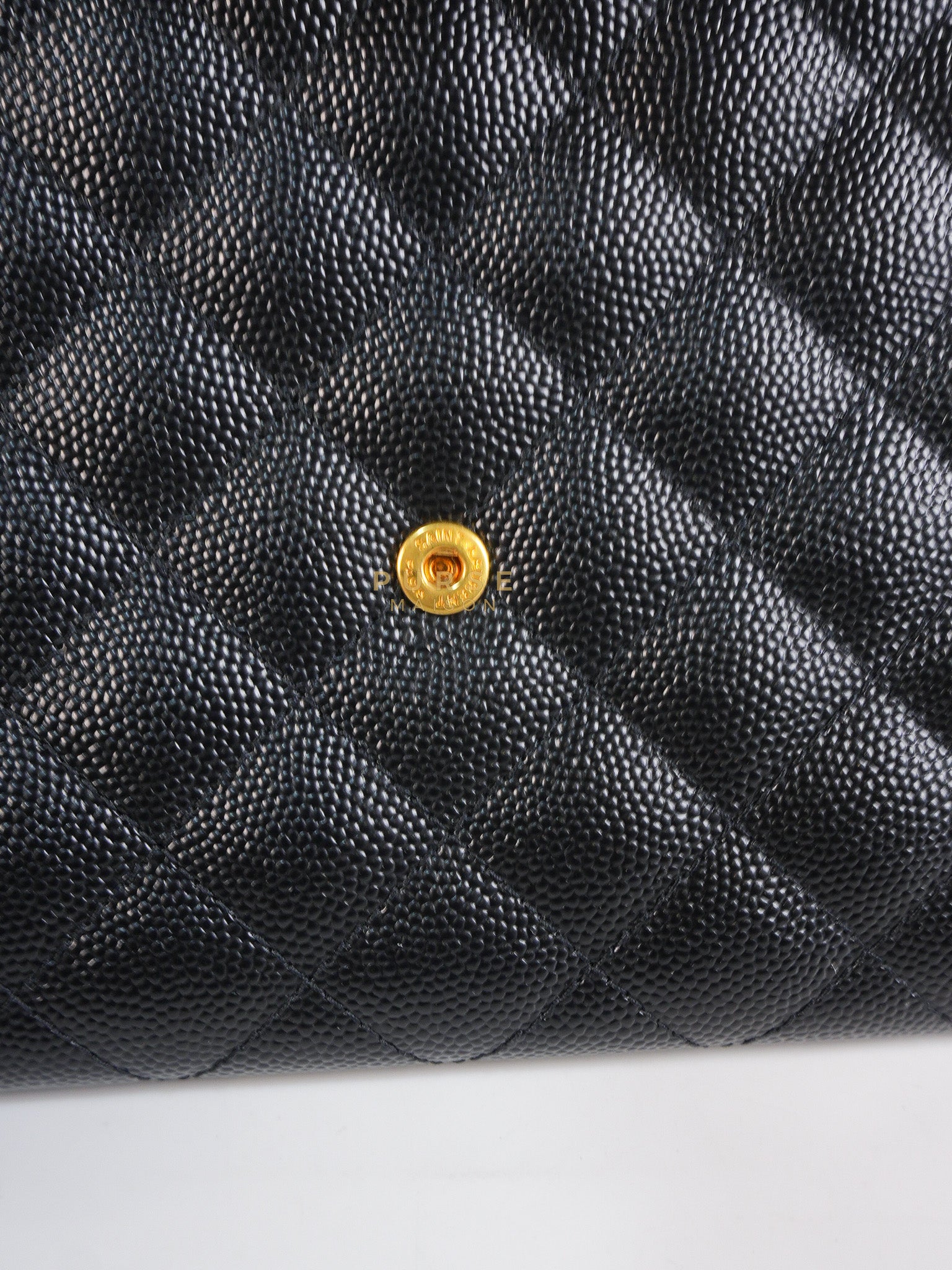 Envelope Flap Pouch in Black Mix Matelassé Grain De Poudre Leather & Gold Hardware | Purse Maison Luxury Bags Shop
