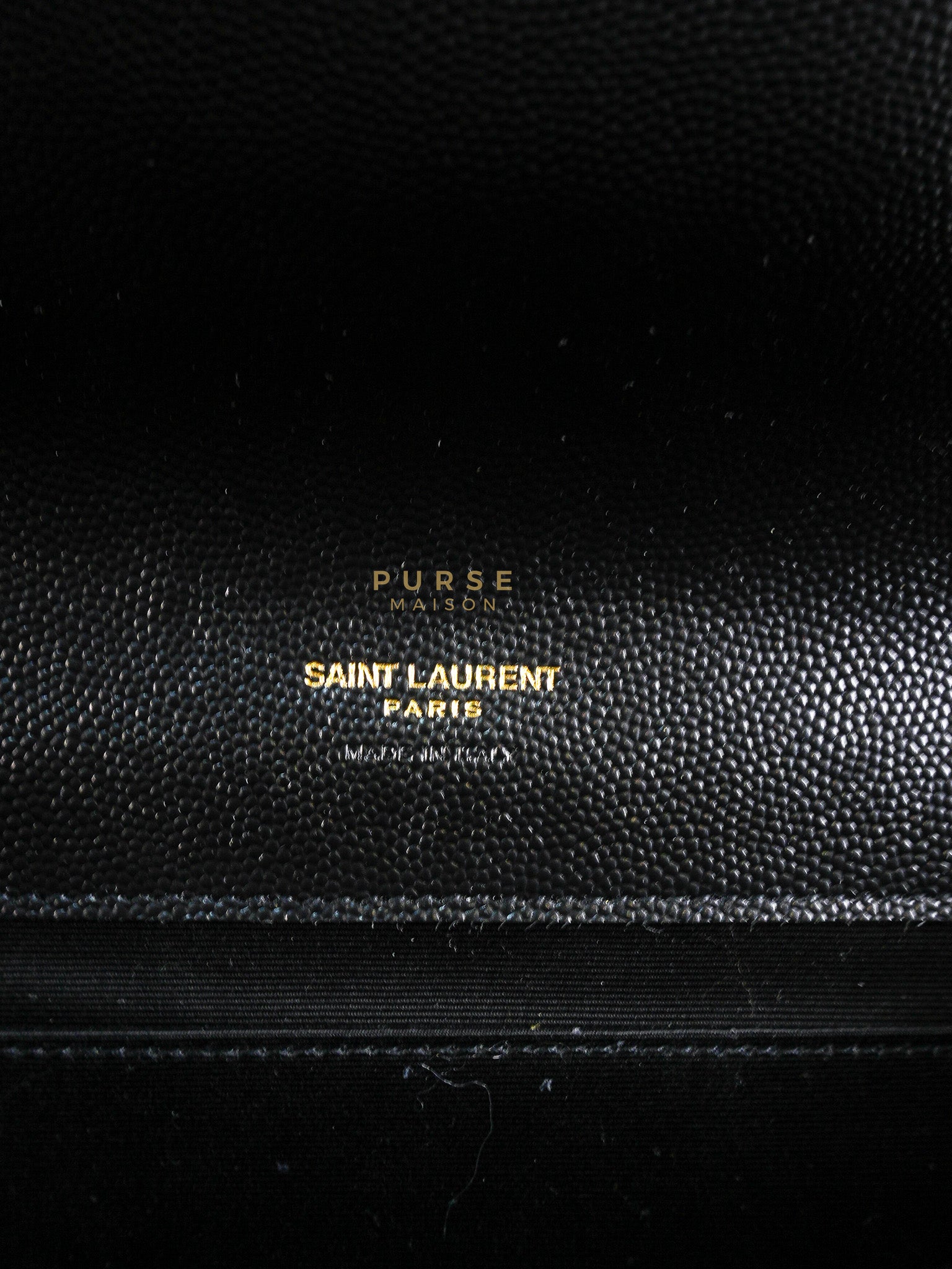 Envelope Flap Pouch in Black Mix Matelassé Grain De Poudre Leather & Gold Hardware | Purse Maison Luxury Bags Shop
