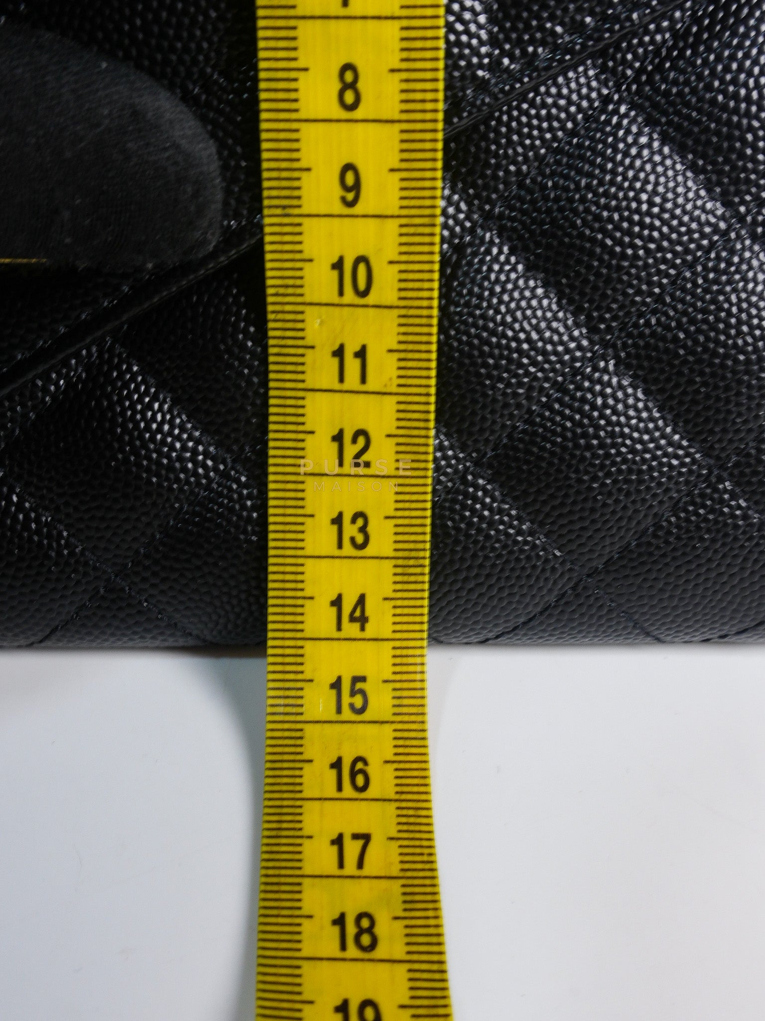 Envelope Flap Pouch in Black Mix Matelassé Grain De Poudre Leather & Gold Hardware | Purse Maison Luxury Bags Shop