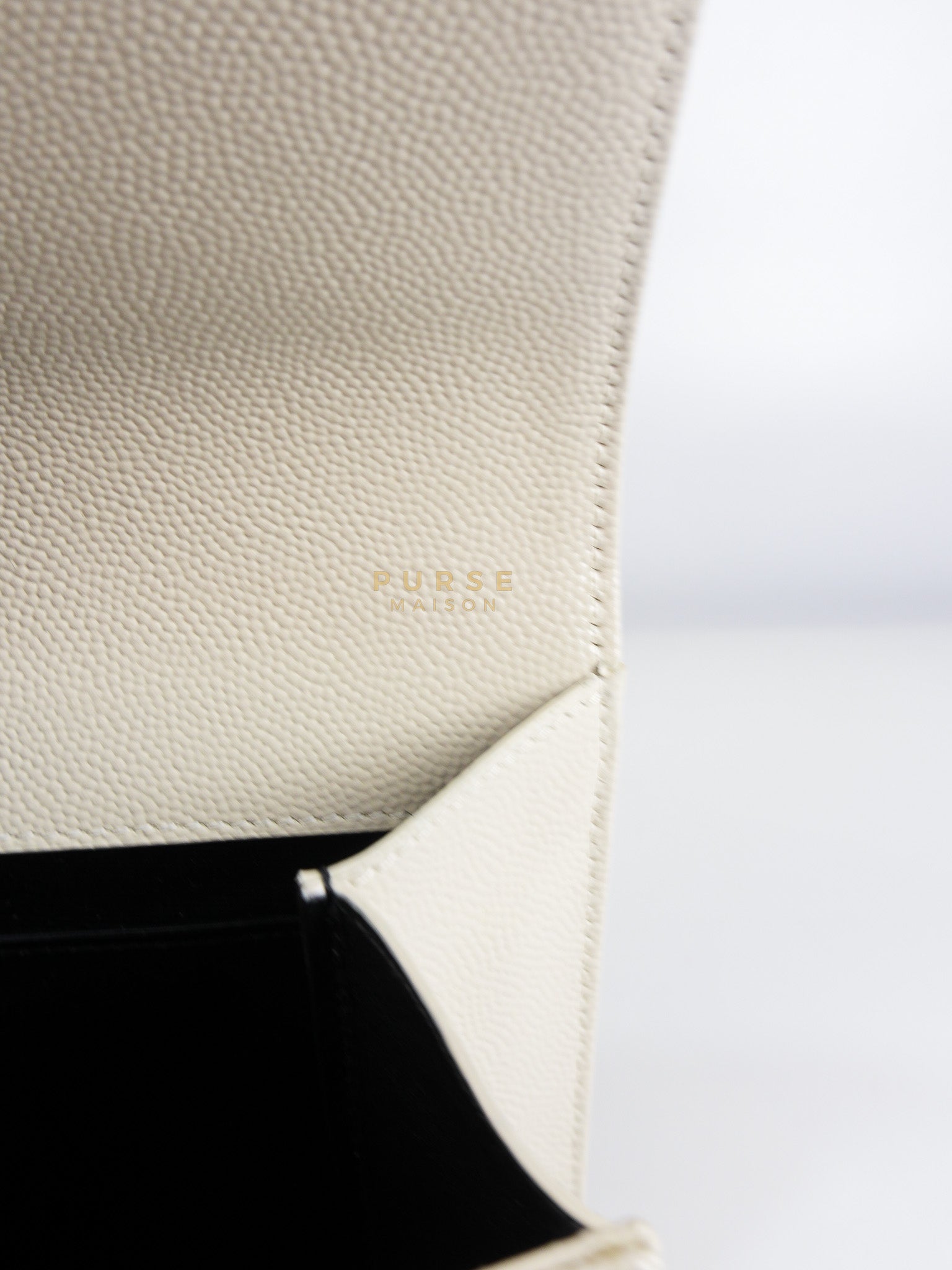 Envelope Flap Pouch in White Mix Matelassé Grain De Poudre Leather & Gold Hardware | Purse Maison Luxury Bags Shop