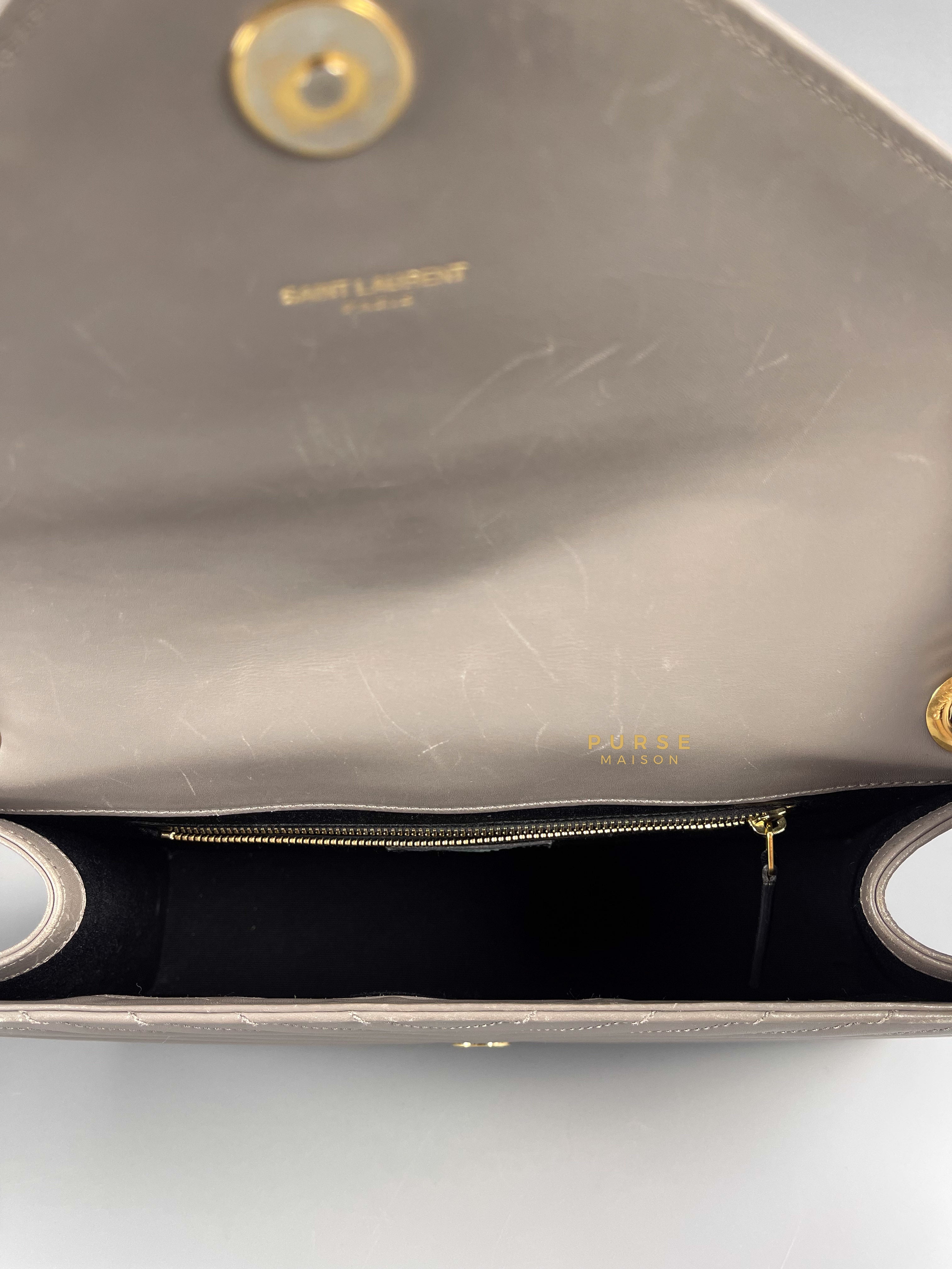YSL Envelope Large Bag in Monogram Gray Leather | Purse Maison Luxury Bags Shop