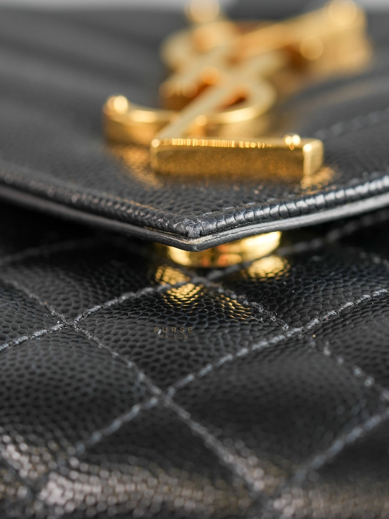 Envelope Medium Bag in Matelasse Grain De Poudre Embossed Black Leather | Purse Maison Luxury Bags Shop