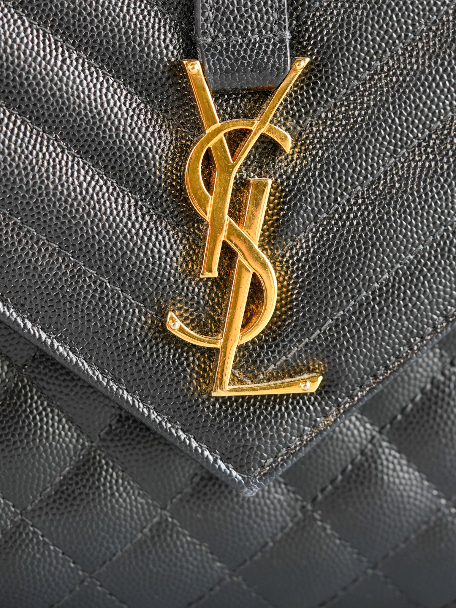 Envelope Medium Bag in Matelasse Grain De Poudre Embossed Black Leather | Purse Maison Luxury Bags Shop