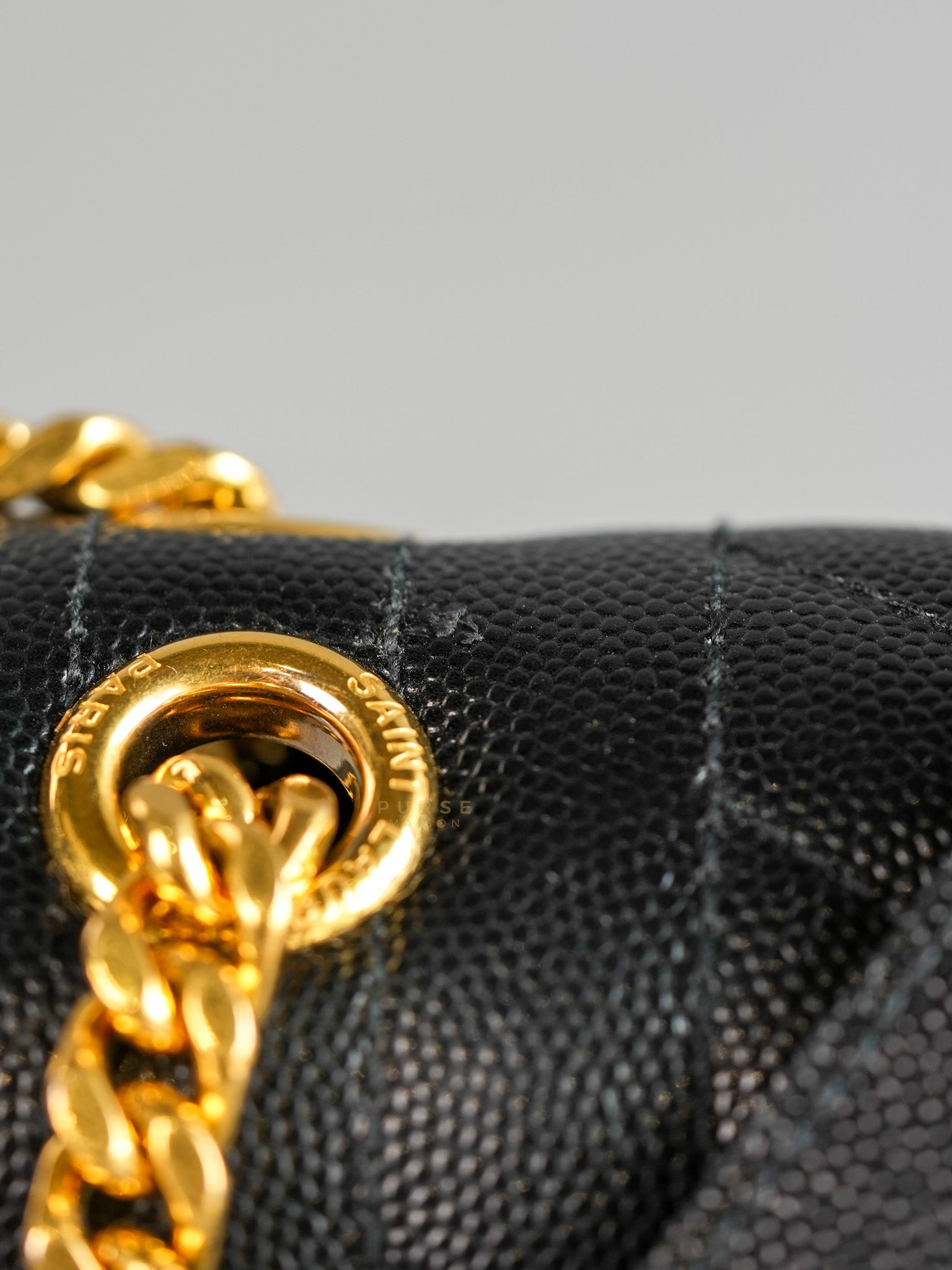Envelope Medium Bag in Matelasse Grain De Poudre Embossed Black Leather | Purse Maison Luxury Bags Shop