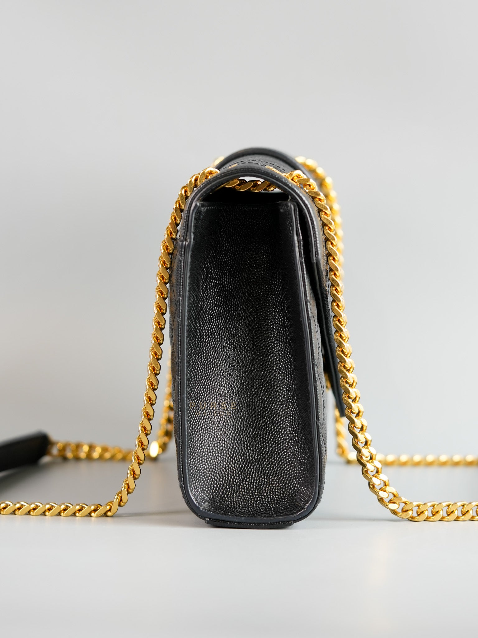 Envelope Medium Bag in Matelasse Grain De Poudre Embossed Black Leather | Purse Maison Luxury Bags Shop