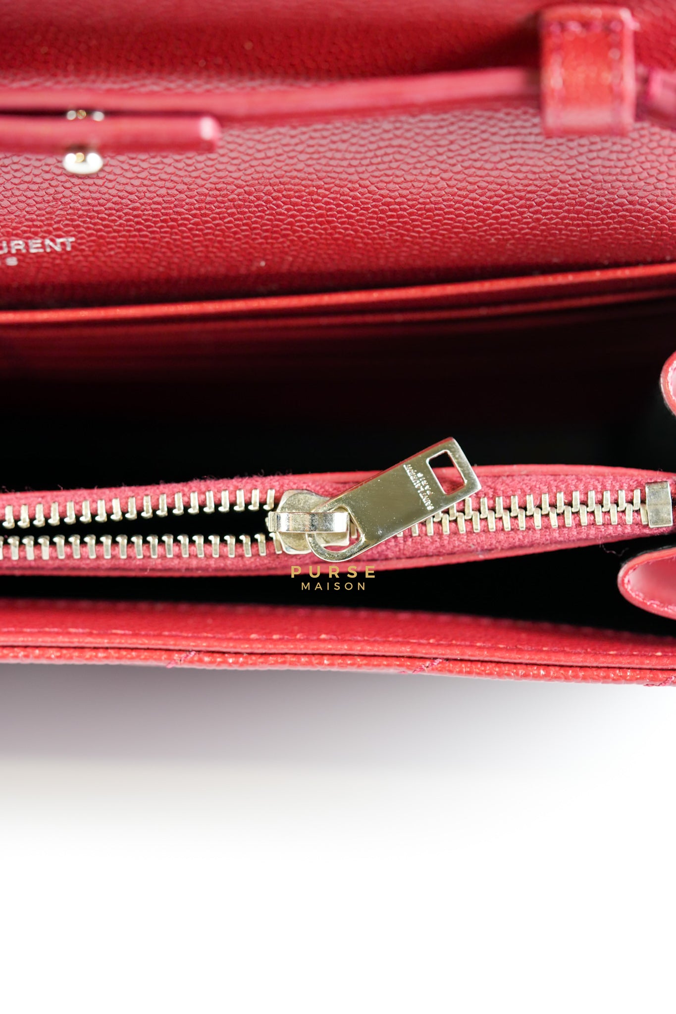 Envelope Wallet on Chain in Red | Purse Maison Luxury Bags Shop