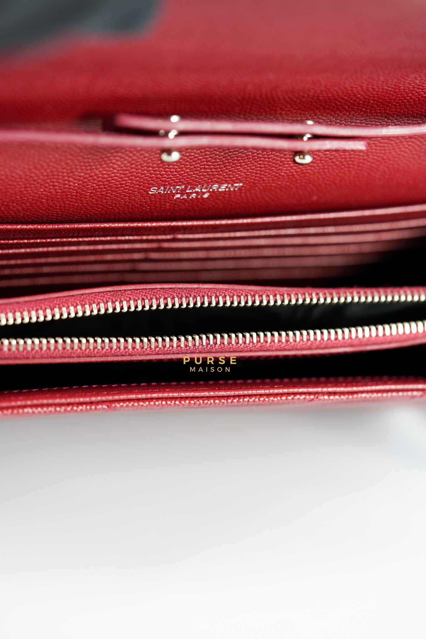 Envelope Wallet on Chain in Red | Purse Maison Luxury Bags Shop