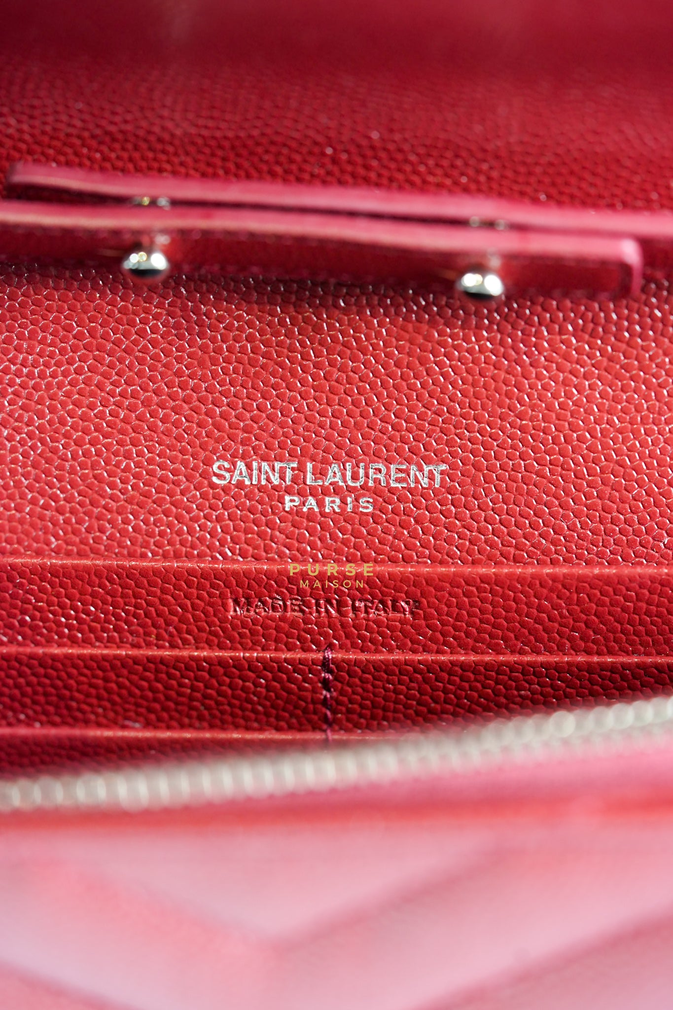 Envelope Wallet on Chain in Red | Purse Maison Luxury Bags Shop