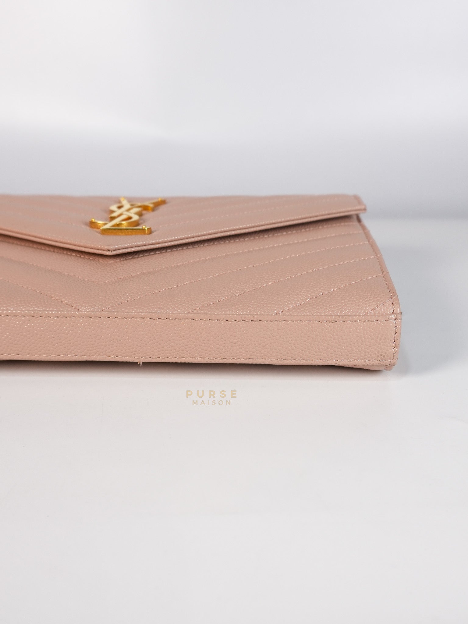 Envelope Wallet on Chain Medium in Fleur Corrigee Grain De Poudre Matelasse Chevron Monogram | Purse Maison Luxury Bags Shop