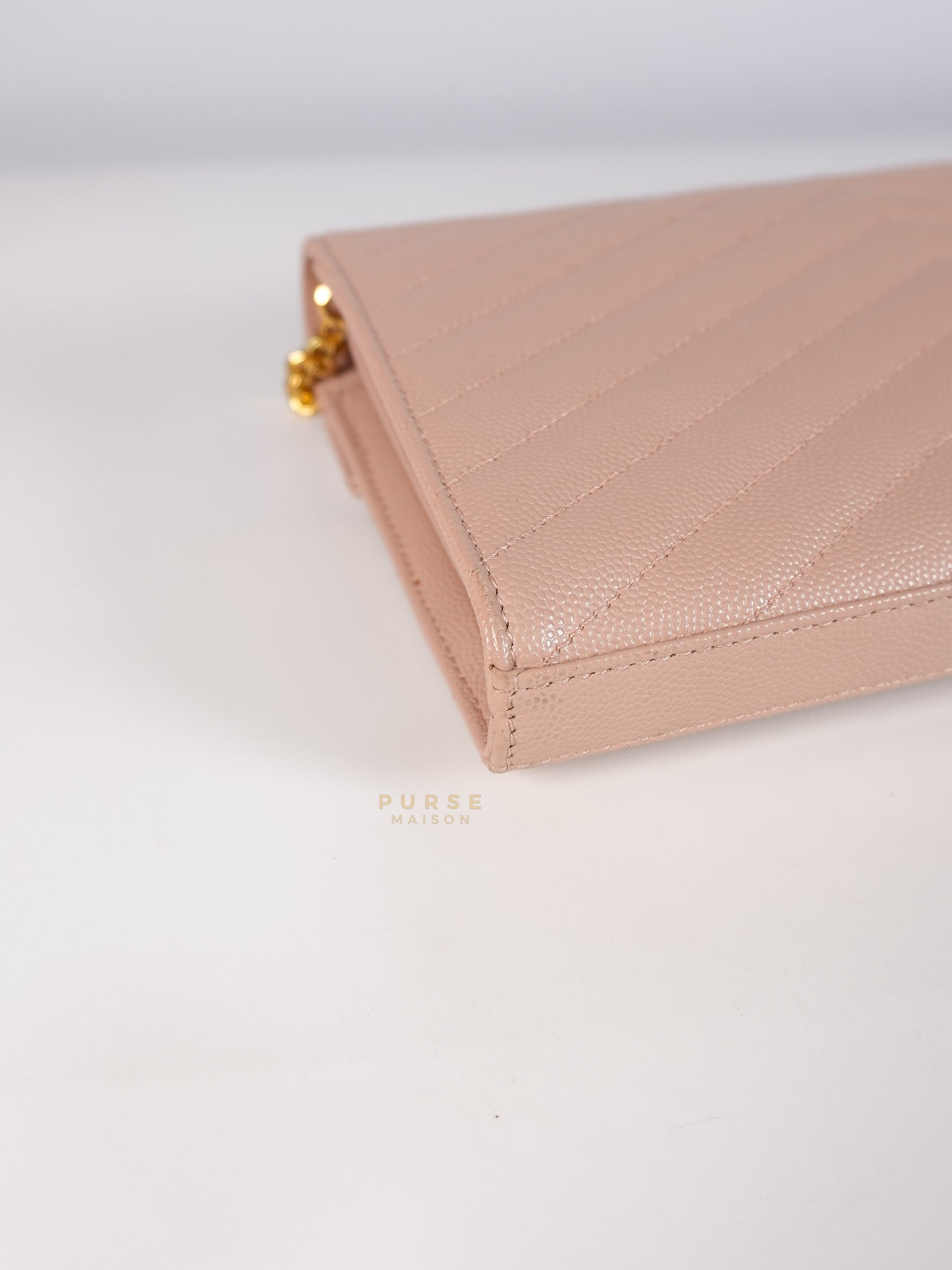Envelope Wallet on Chain Medium in Fleur Corrigee Grain De Poudre Matelasse Chevron Monogram | Purse Maison Luxury Bags Shop