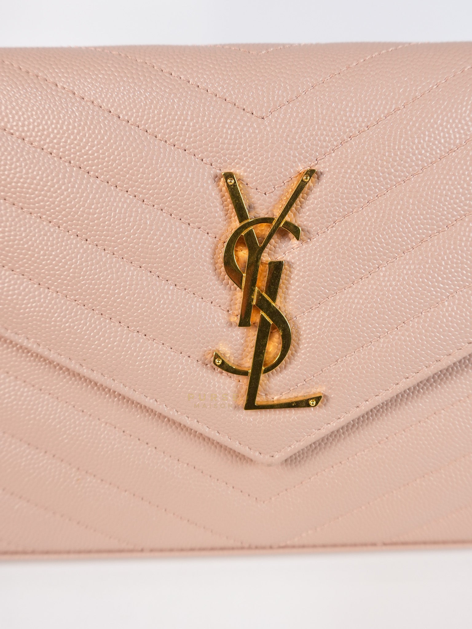 Envelope Wallet on Chain Medium in Fleur Corrigee Grain De Poudre Matelasse Chevron Monogram | Purse Maison Luxury Bags Shop