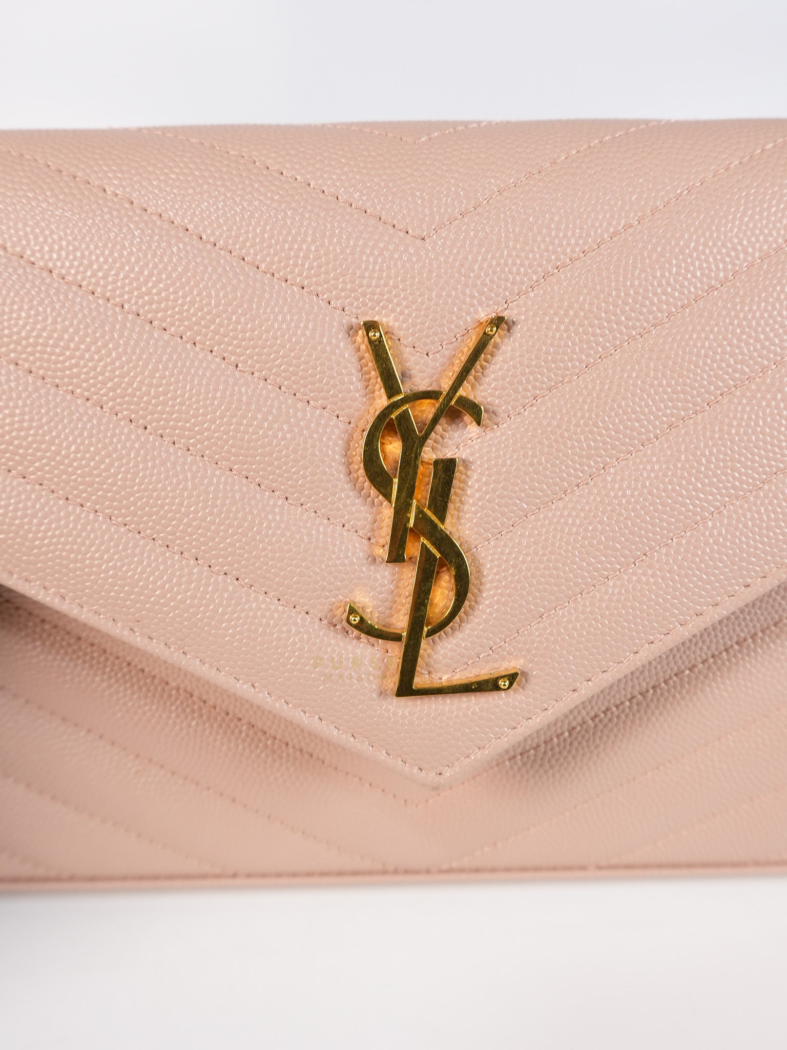 Envelope Wallet on Chain Medium in Fleur Corrigee Grain De Poudre Matelasse Chevron Monogram | Purse Maison Luxury Bags Shop