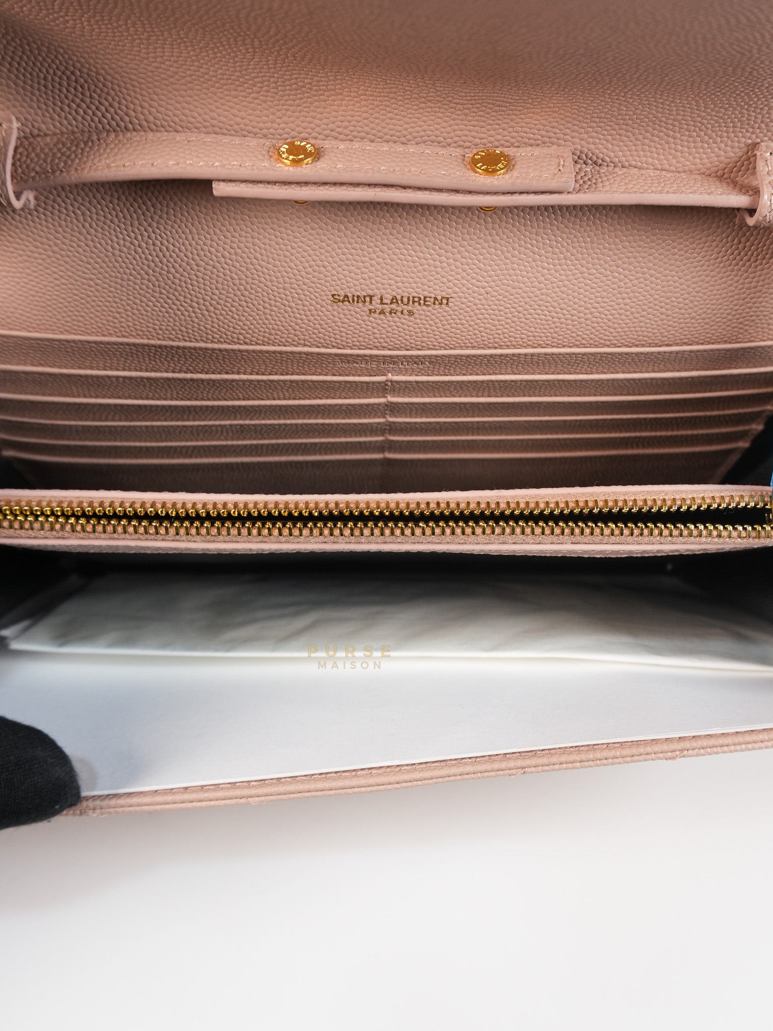 Envelope Wallet on Chain Medium in Fleur Corrigee Grain De Poudre Matelasse Chevron Monogram | Purse Maison Luxury Bags Shop