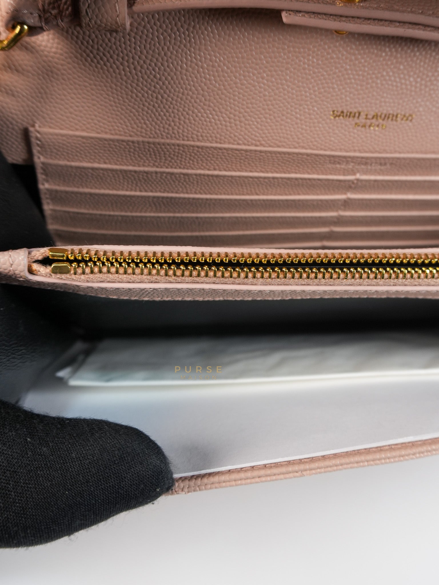 Envelope Wallet on Chain Medium in Fleur Corrigee Grain De Poudre Matelasse Chevron Monogram | Purse Maison Luxury Bags Shop