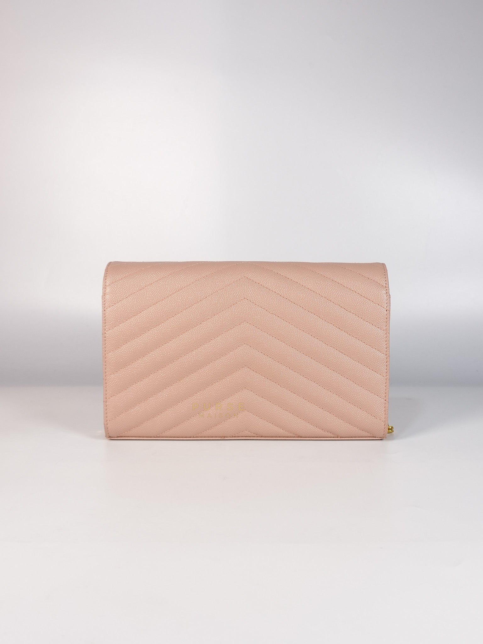 Envelope Wallet on Chain Medium in Fleur Corrigee Grain De Poudre Matelasse Chevron Monogram | Purse Maison Luxury Bags Shop