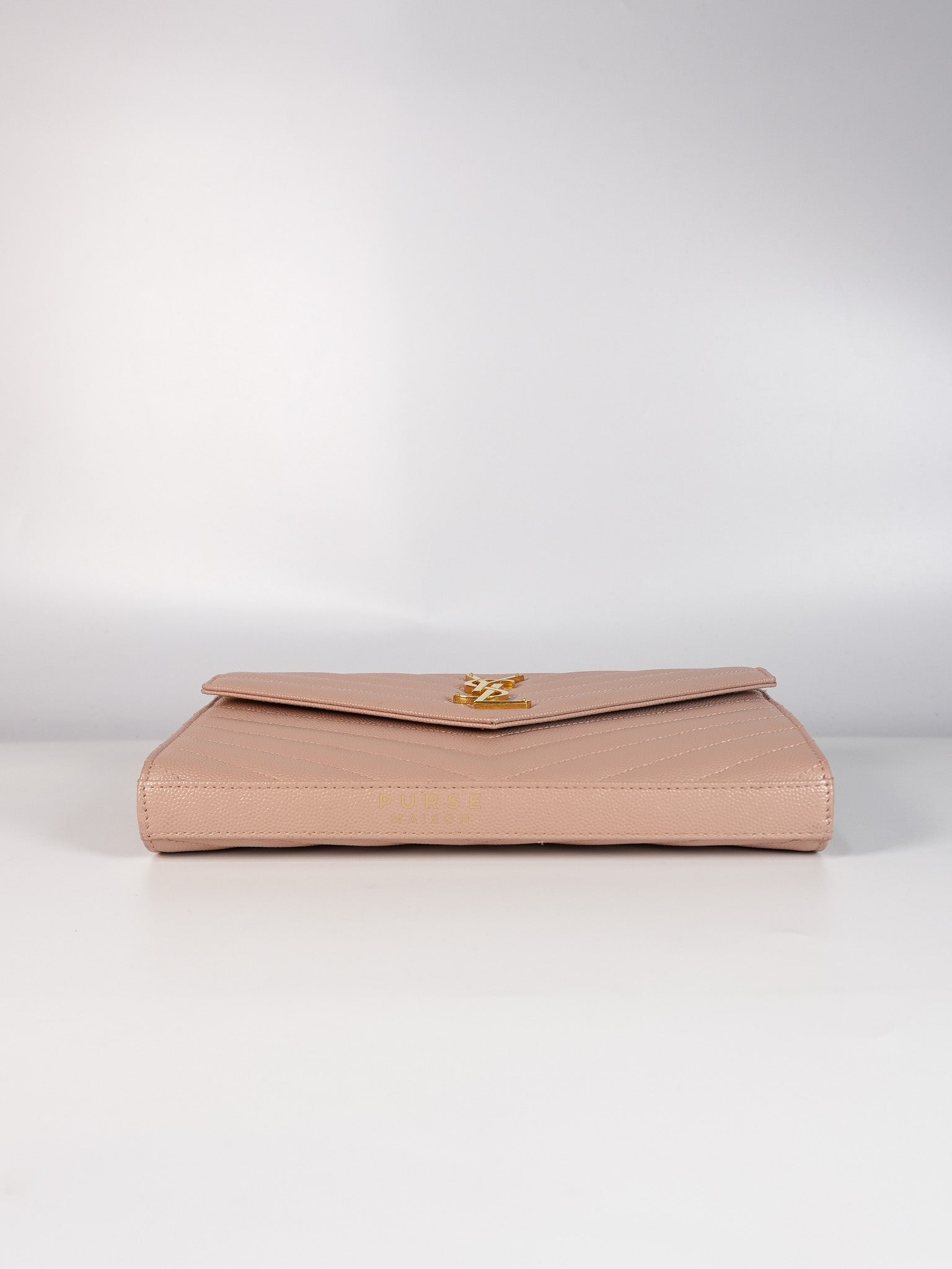 Envelope Wallet on Chain Medium in Fleur Corrigee Grain De Poudre Matelasse Chevron Monogram | Purse Maison Luxury Bags Shop