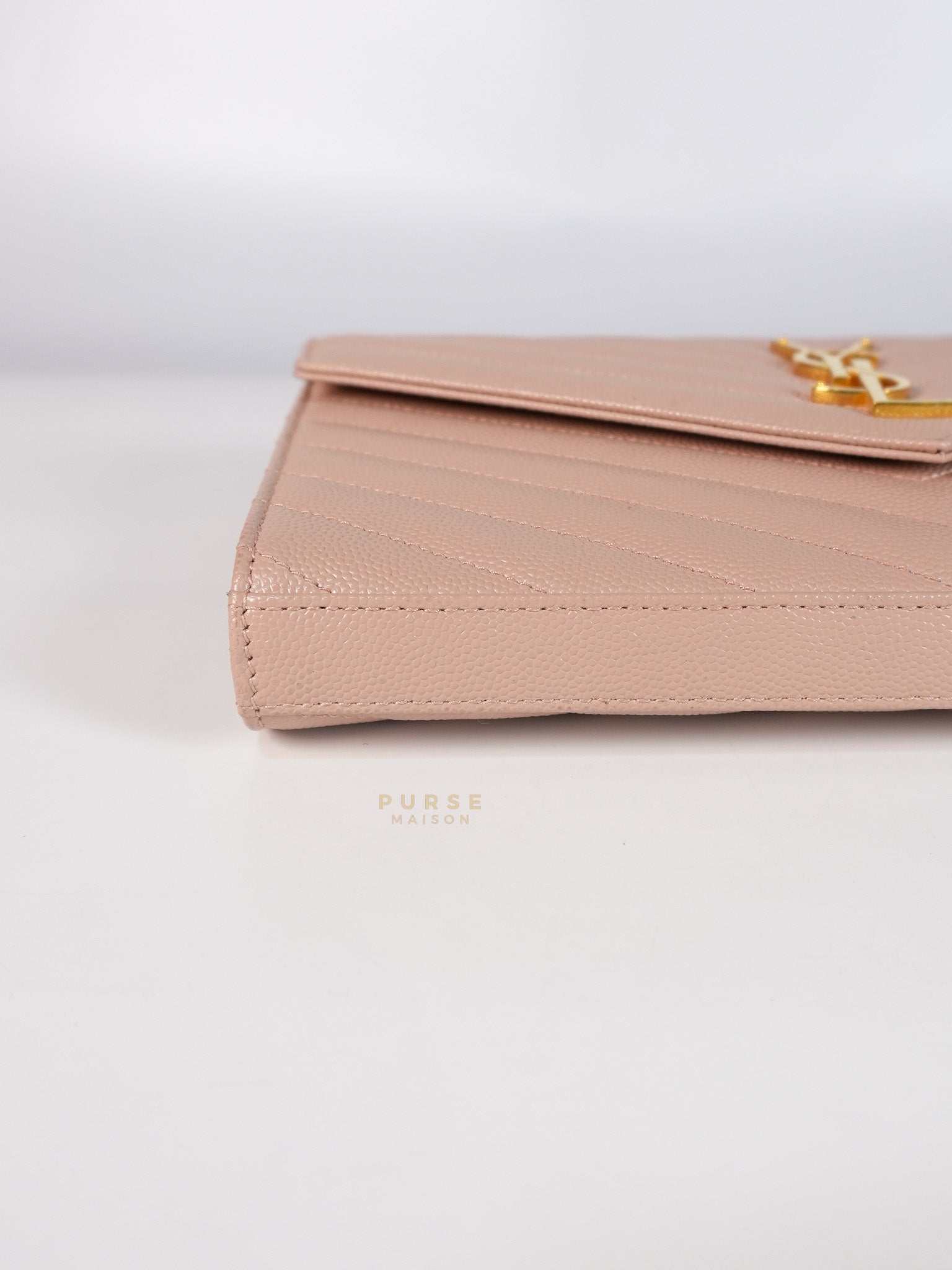 Envelope Wallet on Chain Medium in Fleur Corrigee Grain De Poudre Matelasse Chevron Monogram | Purse Maison Luxury Bags Shop
