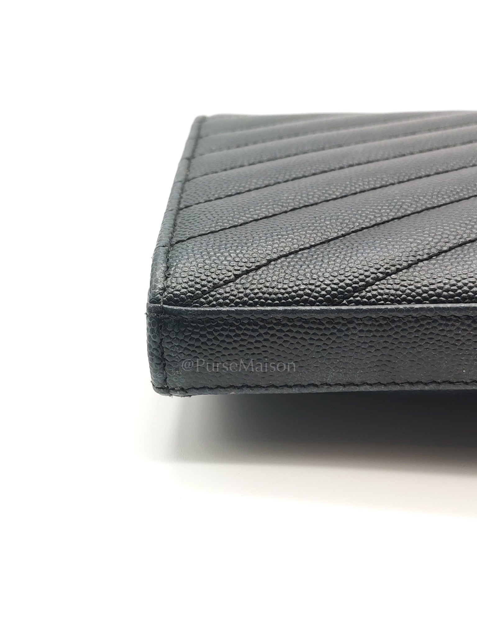 Envelope Wallet On Chain (WOC) in Black Chevre Leather Chain Bag | Purse Maison Luxury Bags Shop